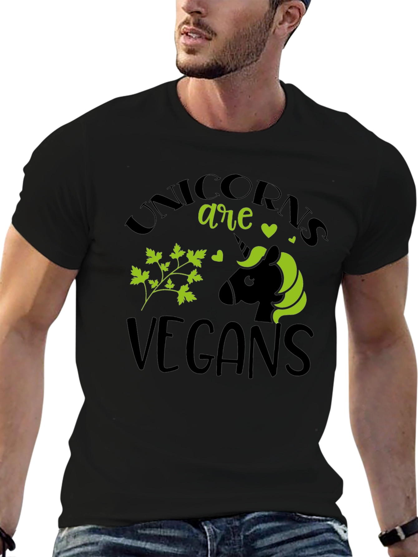 Unicorns Are Vegans Black T-Shirt