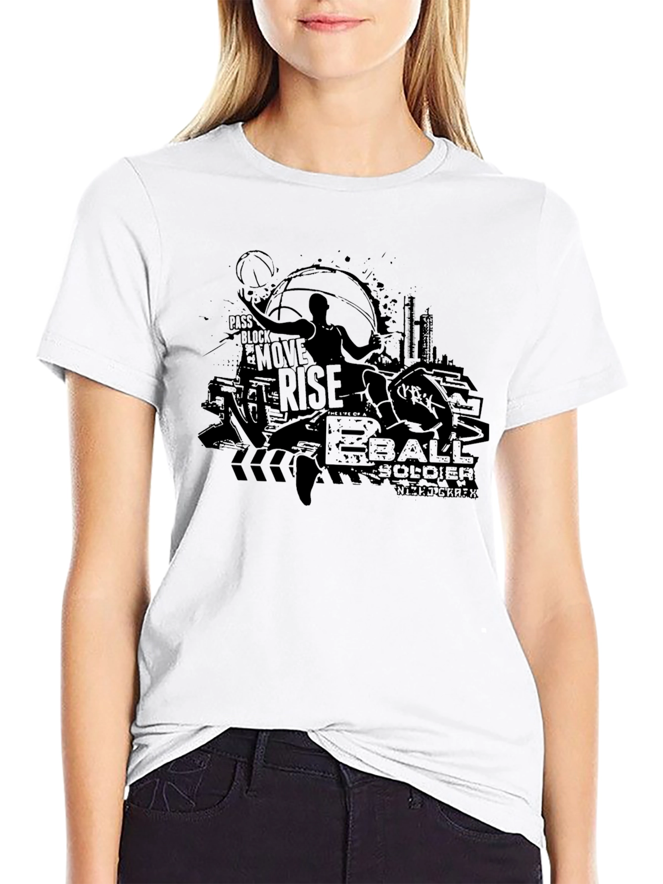 Basketball Soldier Rise Black Graphic Tee
