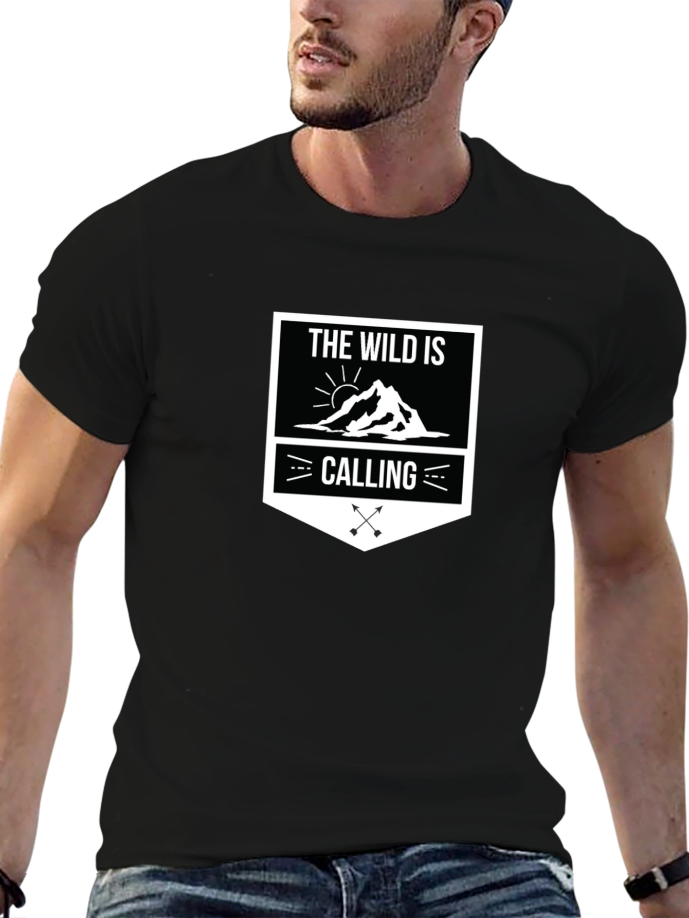 The Wild Is Calling Graphic Tee - Black Cotton