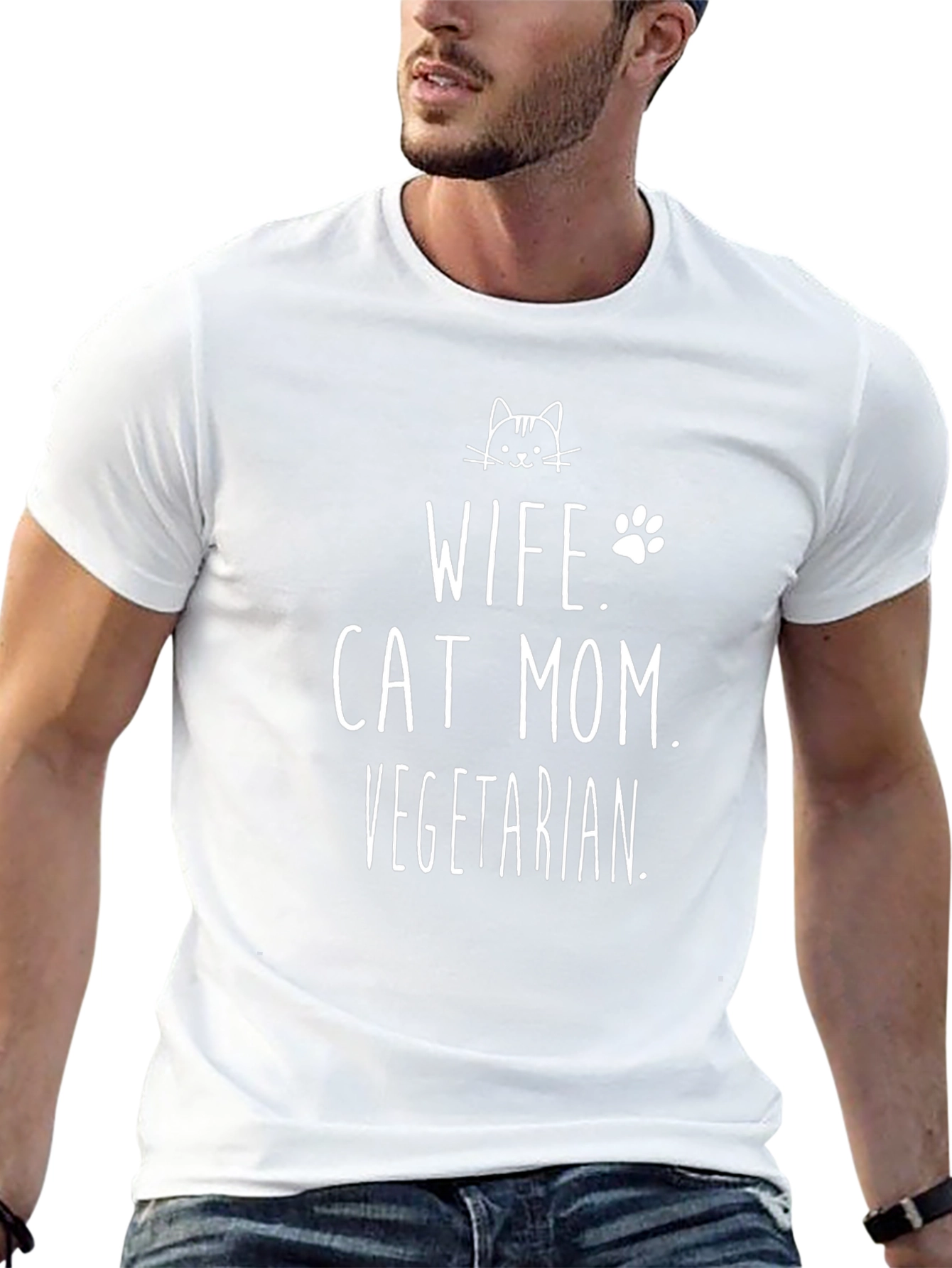 Wife Cat Mom Vegetarian T-Shirt