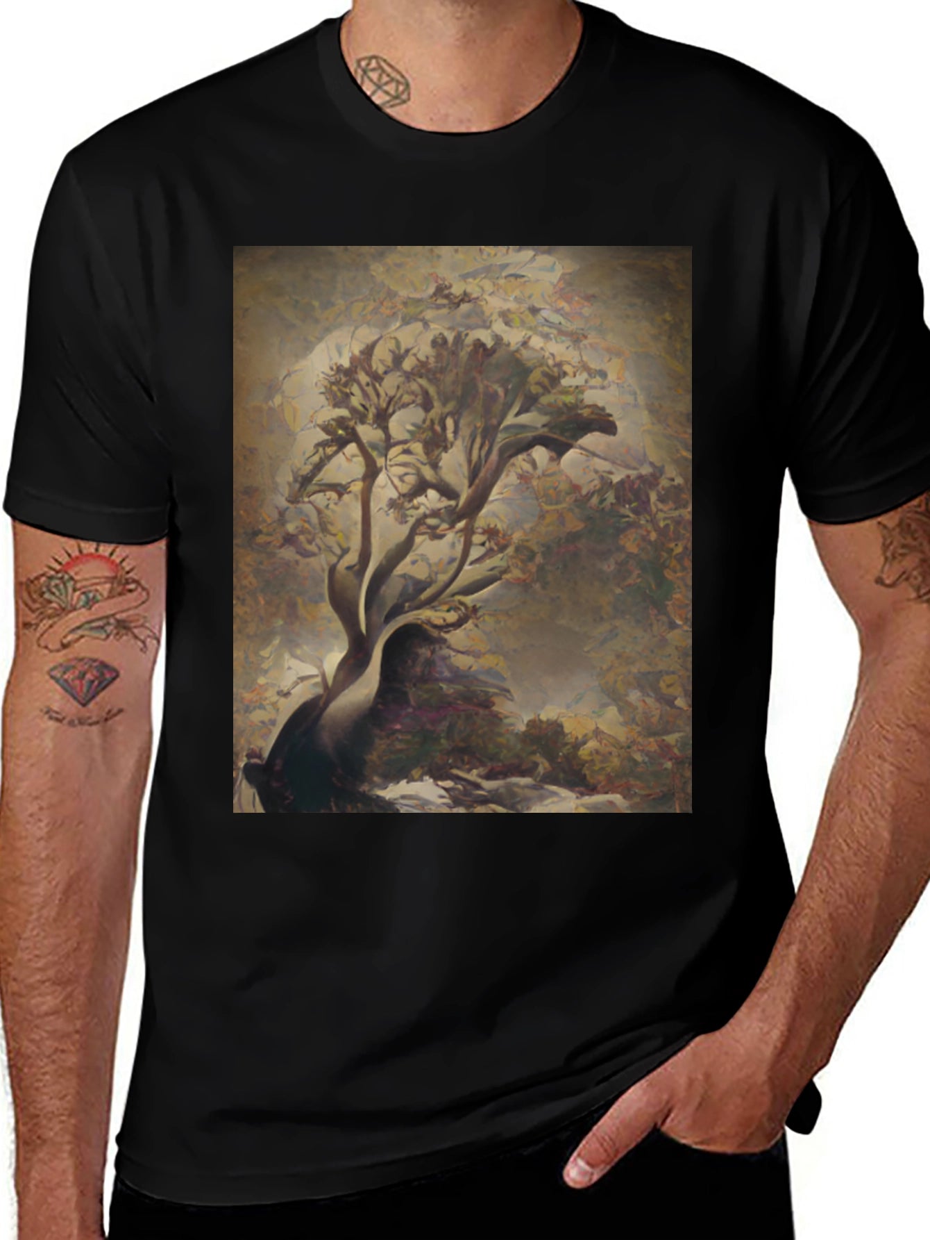 Abstract Tree Art Black Tee