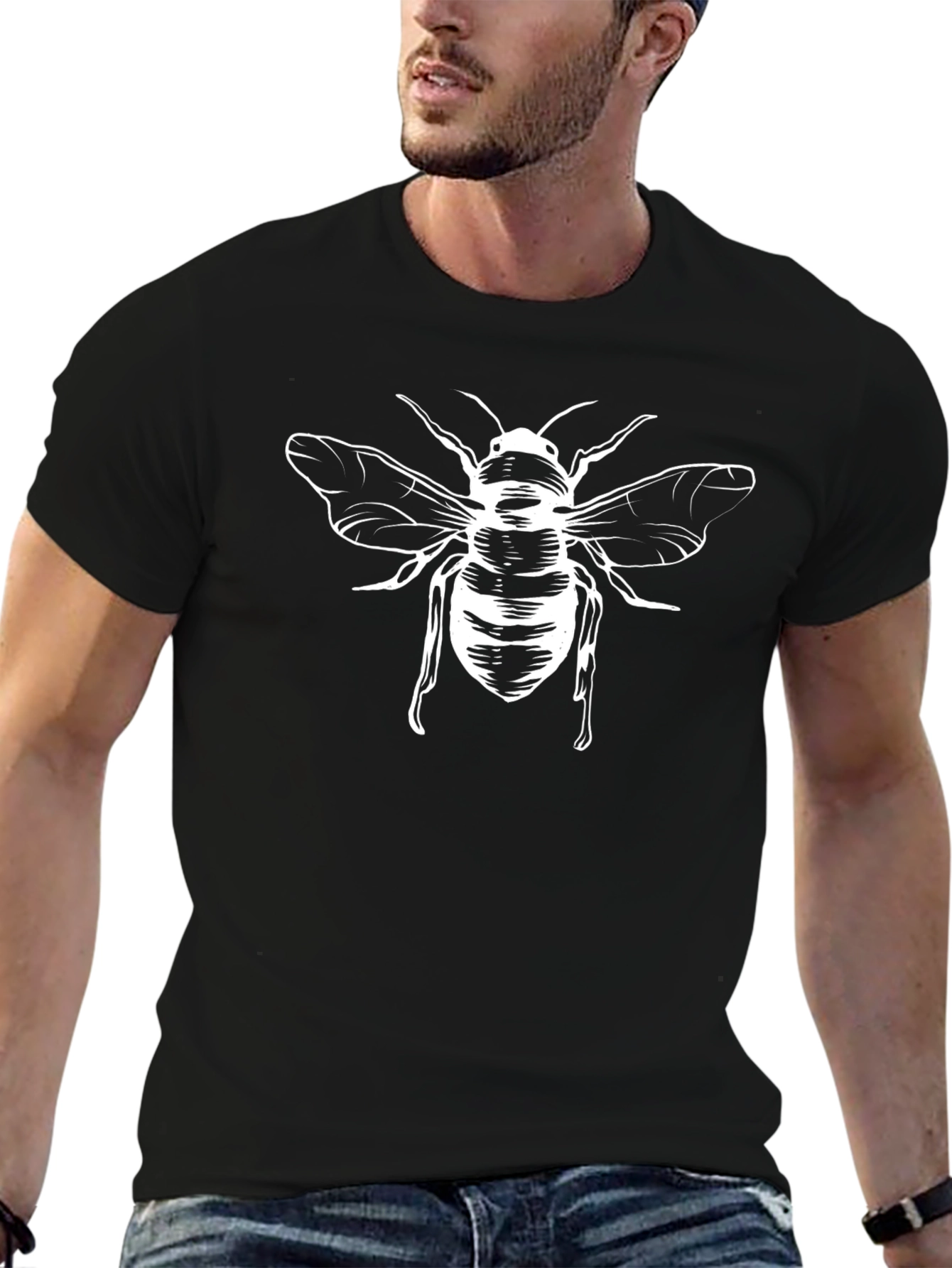 Black Graphic Tee - Bee Design