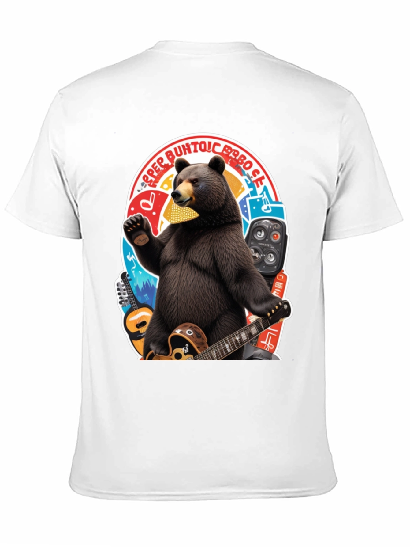 Bear Playing Guitar Graphic T-Shirt