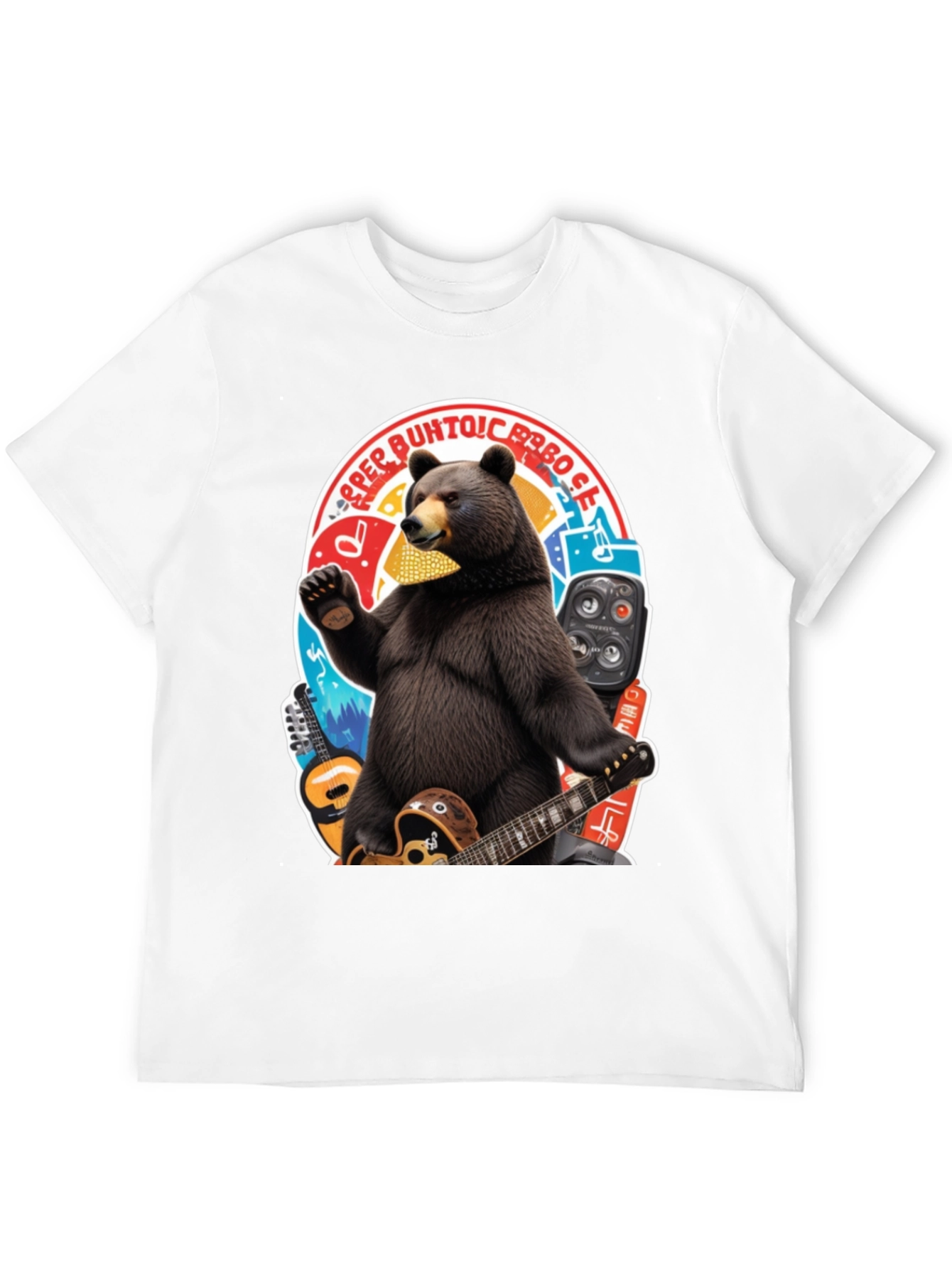 Bear Playing Guitar Graphic T-Shirt