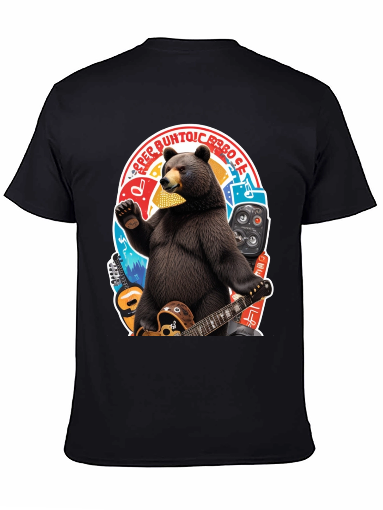 Bear Playing Guitar Graphic T-Shirt
