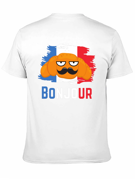 Bonjour Croissant T-Shirt - French Flag
