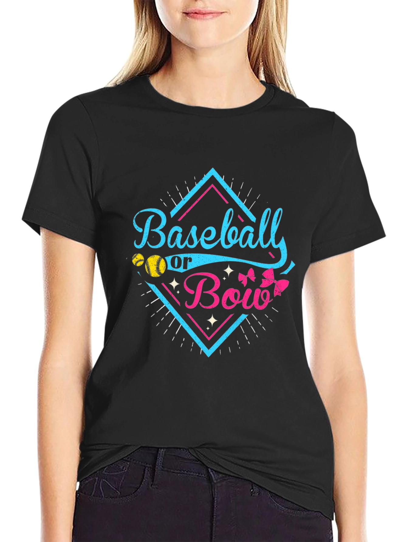 Baseball or Bow Gender Reveal T-Shirt