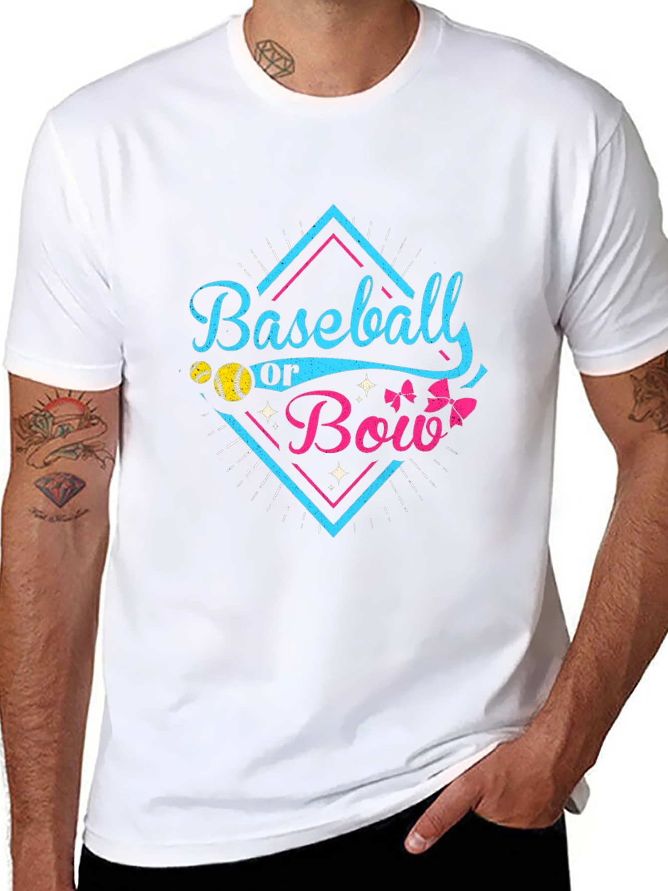 Baseball or Bow Gender Reveal T-Shirt