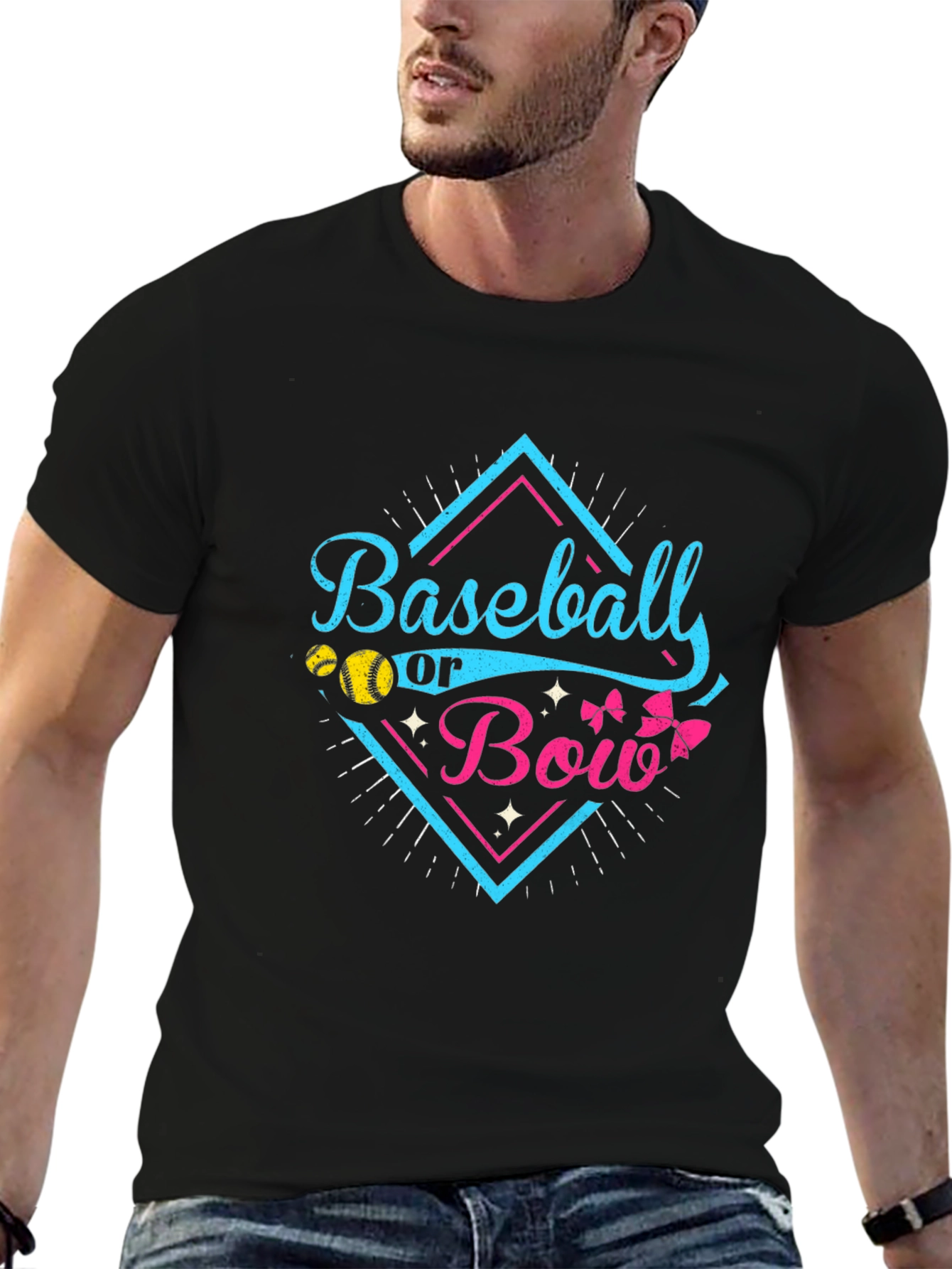 Baseball or Bow Gender Reveal T-Shirt