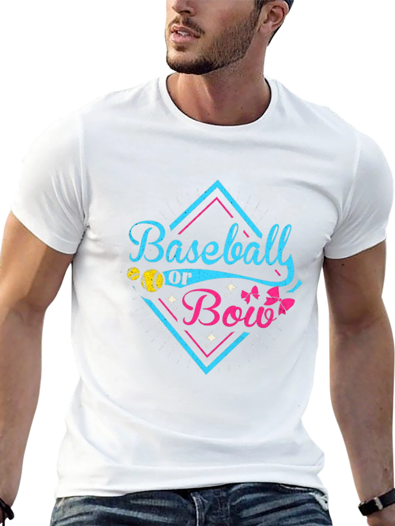 Baseball or Bow Gender Reveal T-Shirt