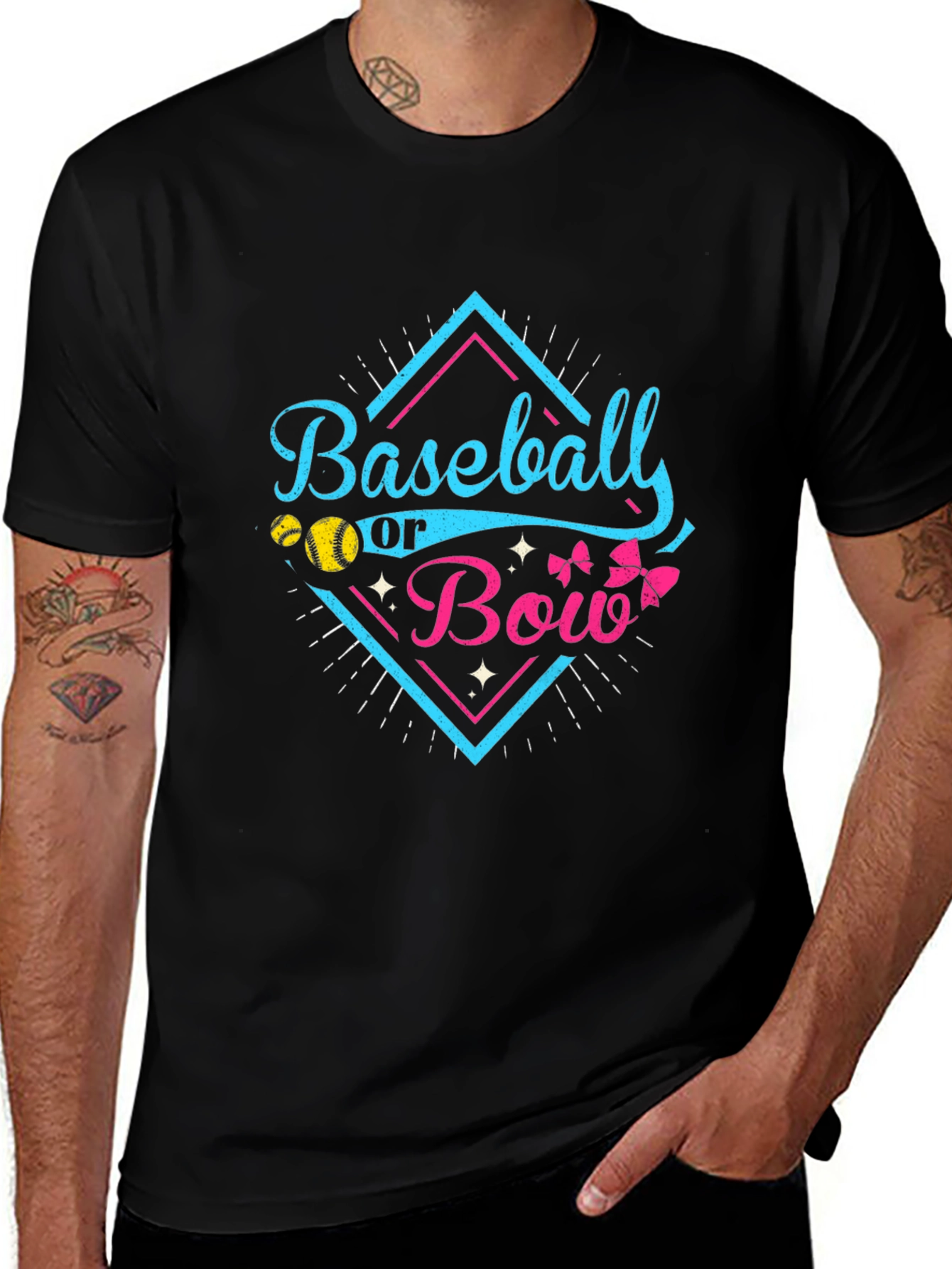 Baseball or Bow Gender Reveal T-Shirt