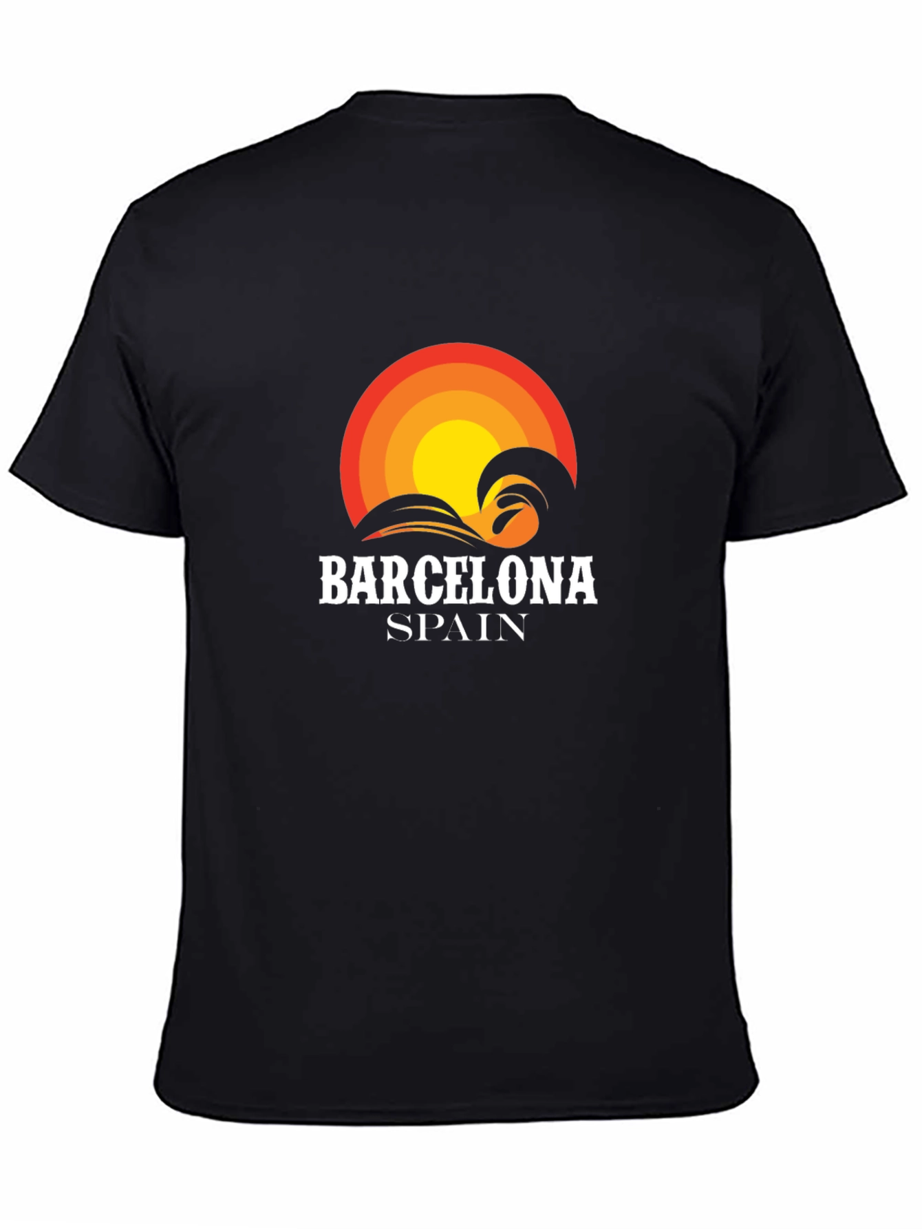 Barcelona Spain Wave Sunset Graphic T-Shirt