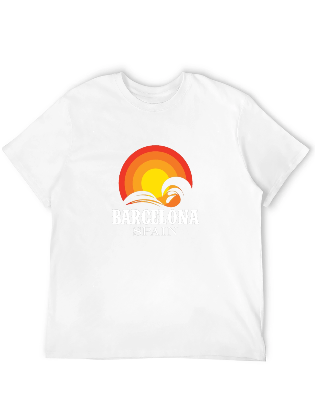 Barcelona Spain Wave Sunset Graphic T-Shirt