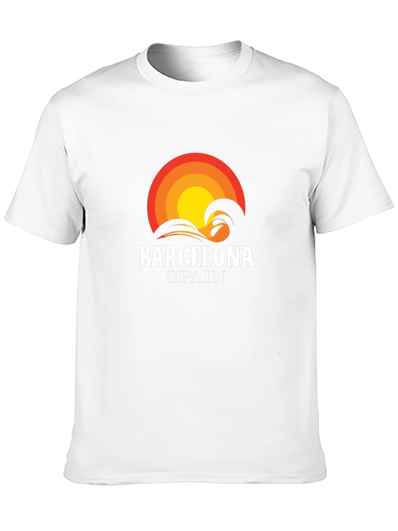 Barcelona Spain Wave Sunset Graphic T-Shirt