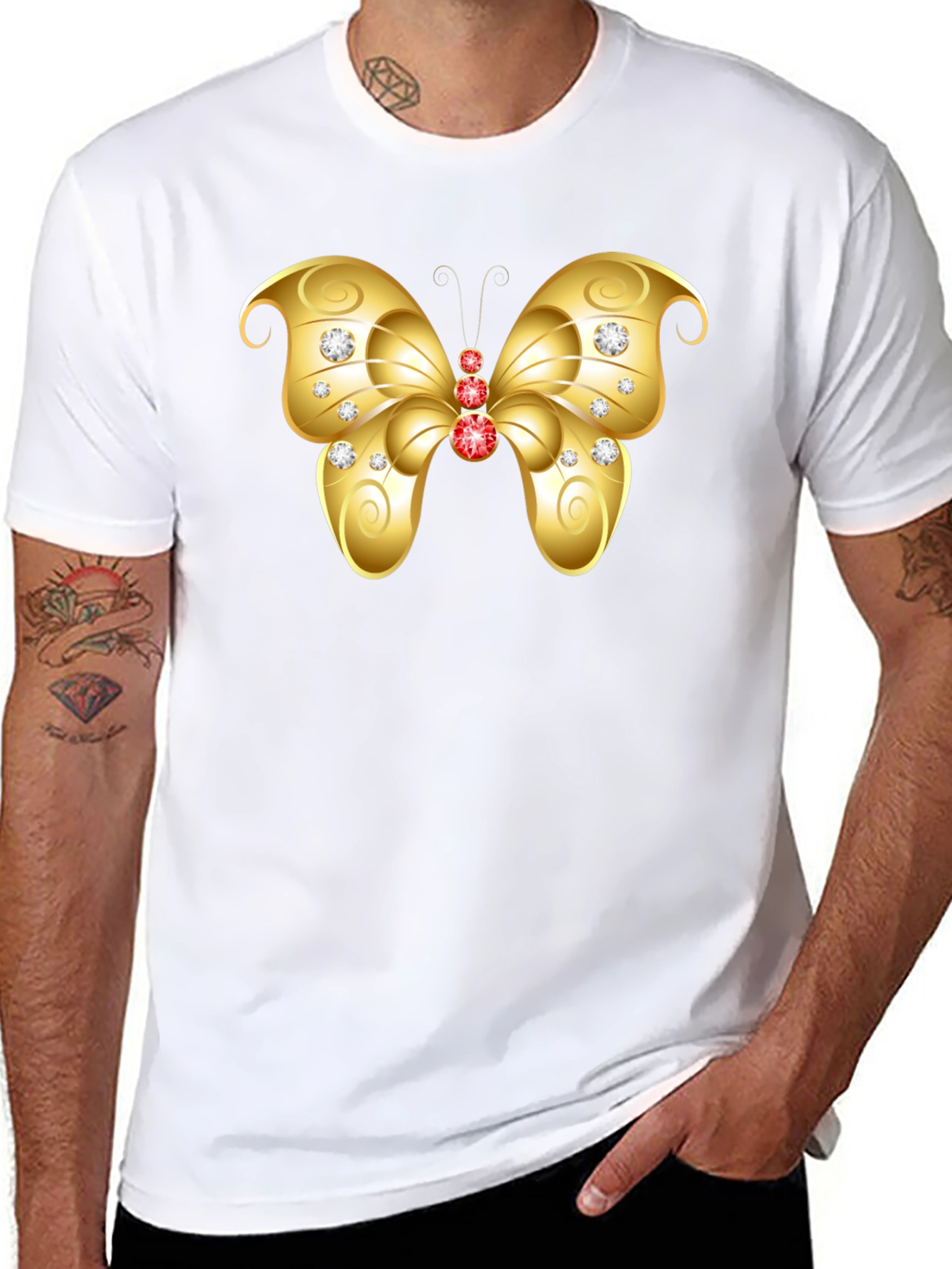 Butterfly Gem Tee - Black Cotton T-Shirt