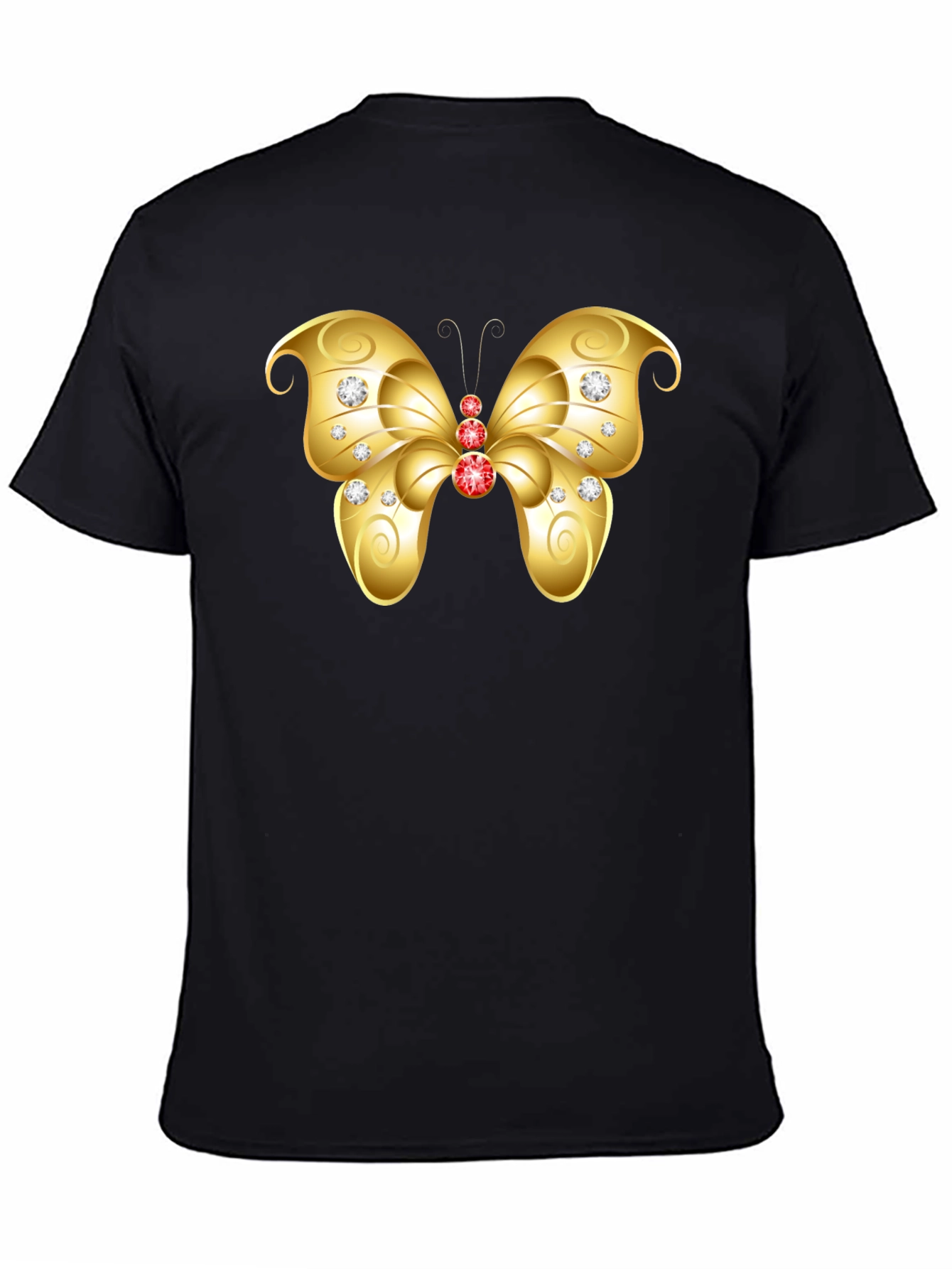 Butterfly Gem Tee - Black Cotton T-Shirt