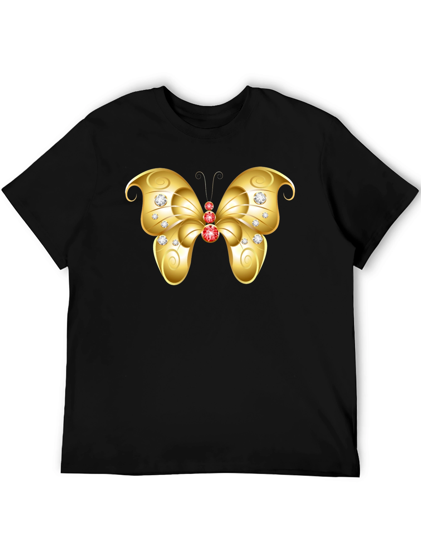 Butterfly Gem Tee - Black Cotton T-Shirt