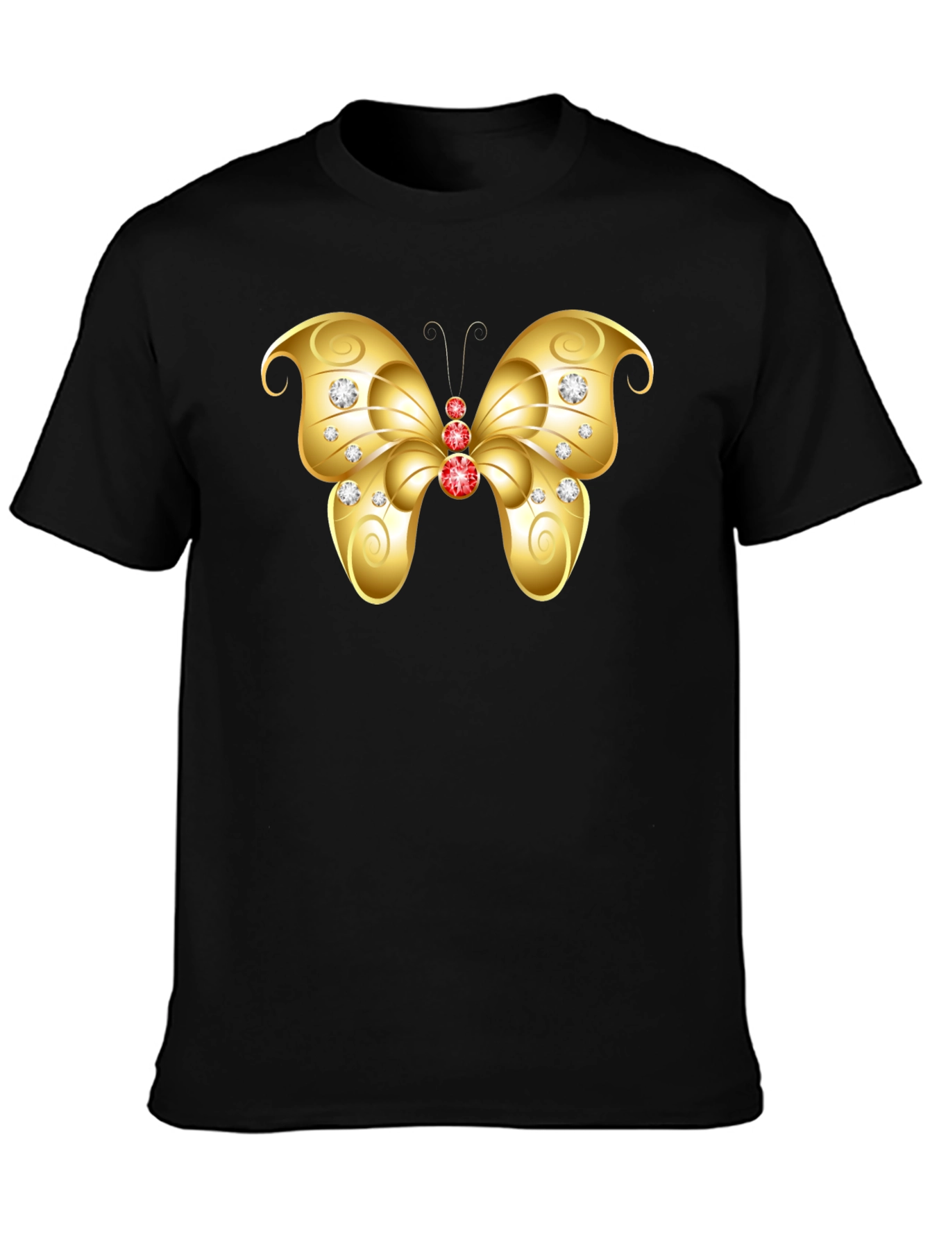 Butterfly Gem Tee - Black Cotton T-Shirt
