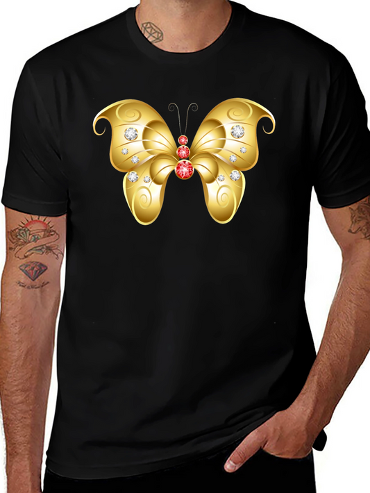 Butterfly Gem Tee - Black Cotton T-Shirt