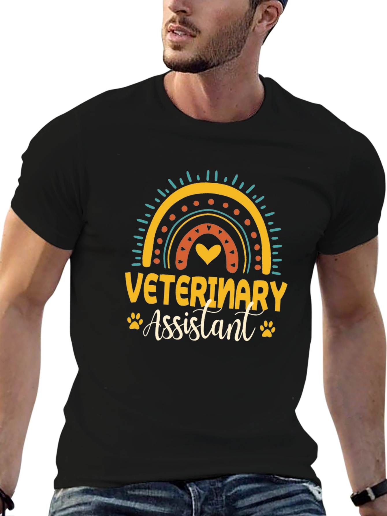 Veterinary Assistant Rainbow Graphic Tee