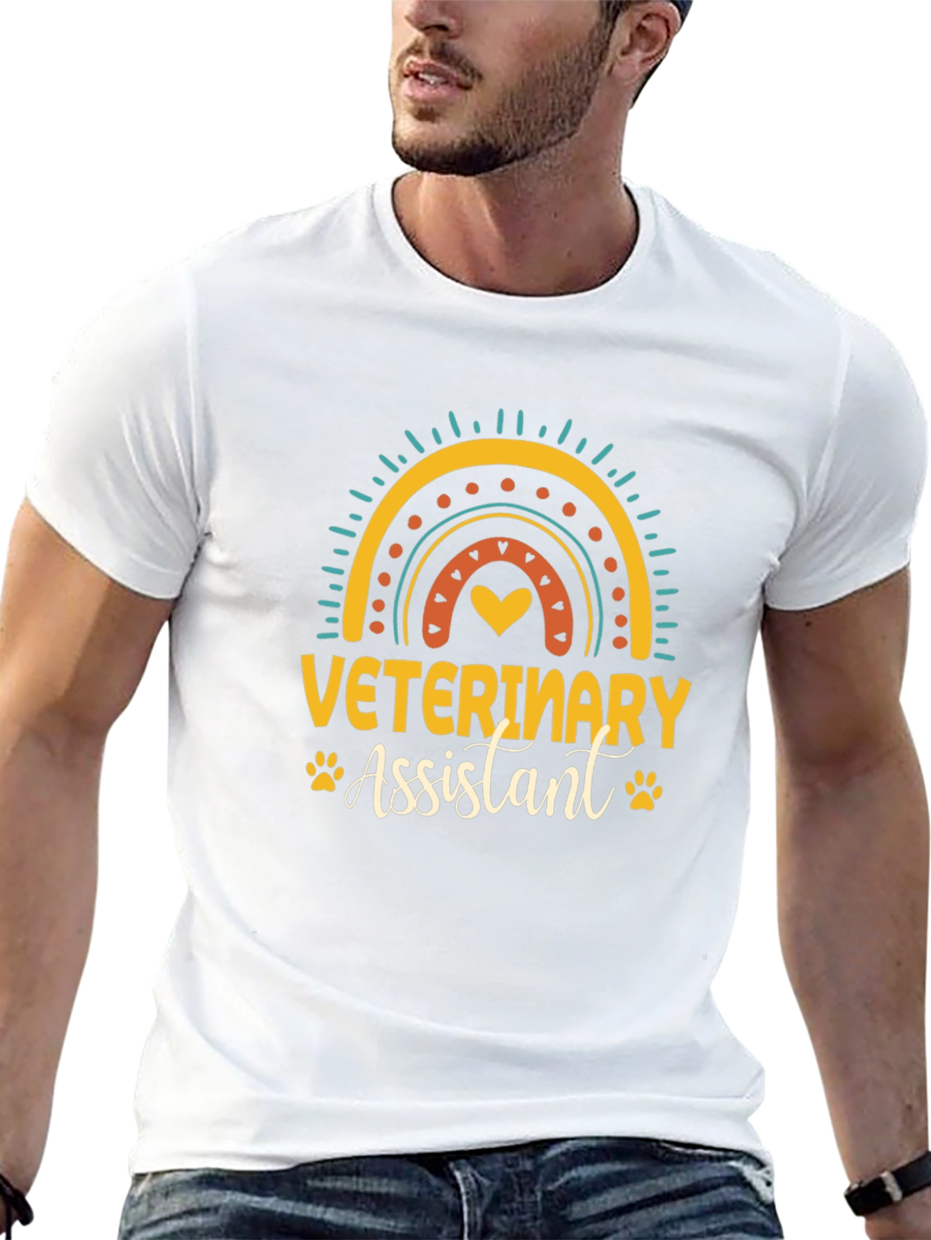 Veterinary Assistant Rainbow Graphic Tee