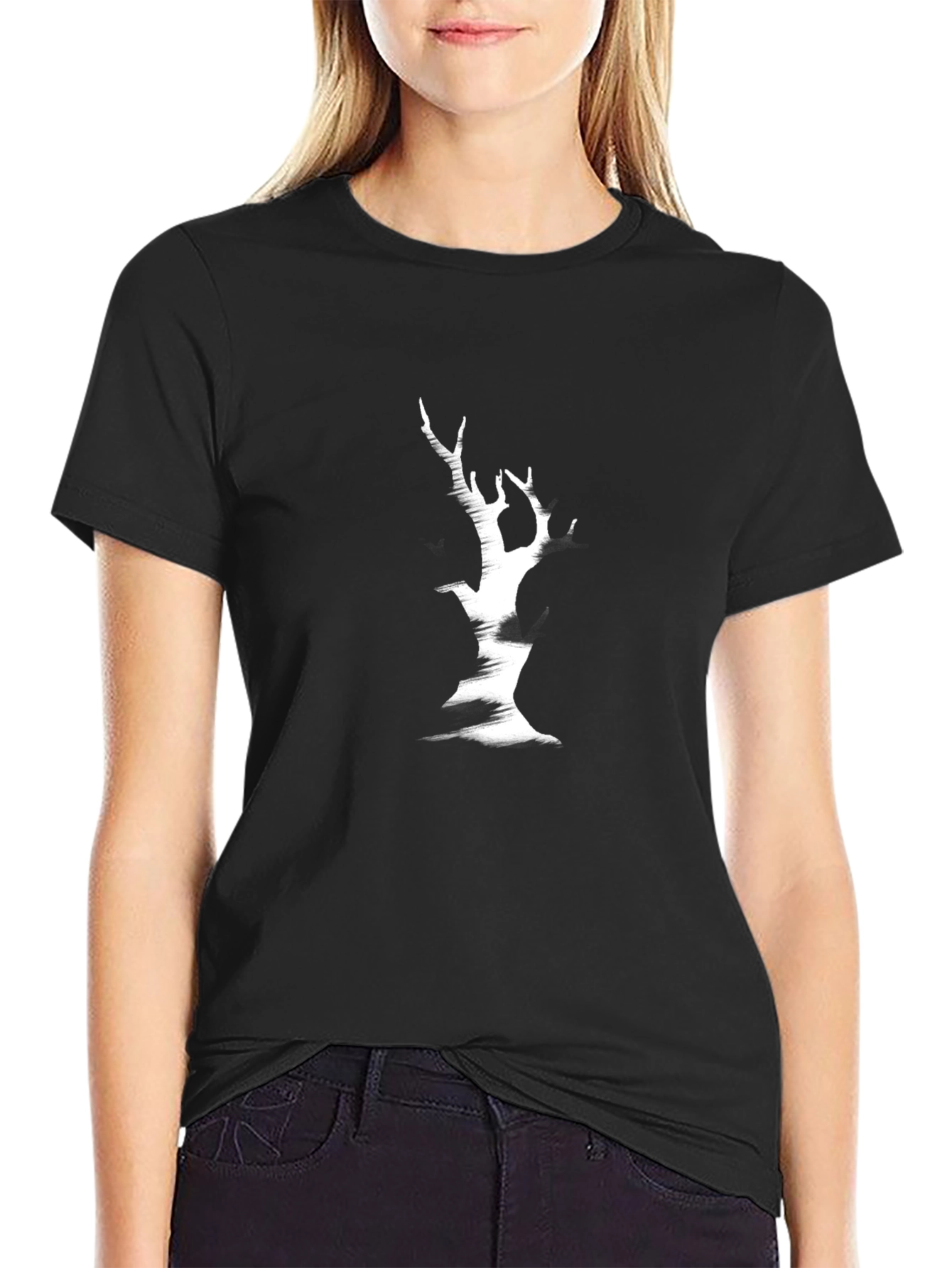 Unique Tree Graphic Black T-Shirt