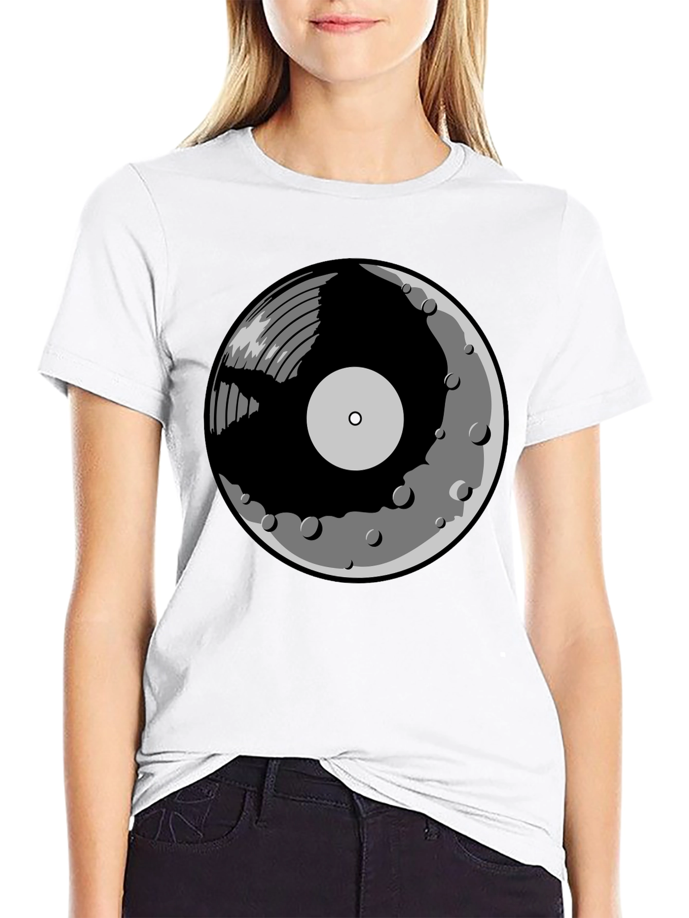 Vinyl Moon Graphic Tee - Music Lover Shirt