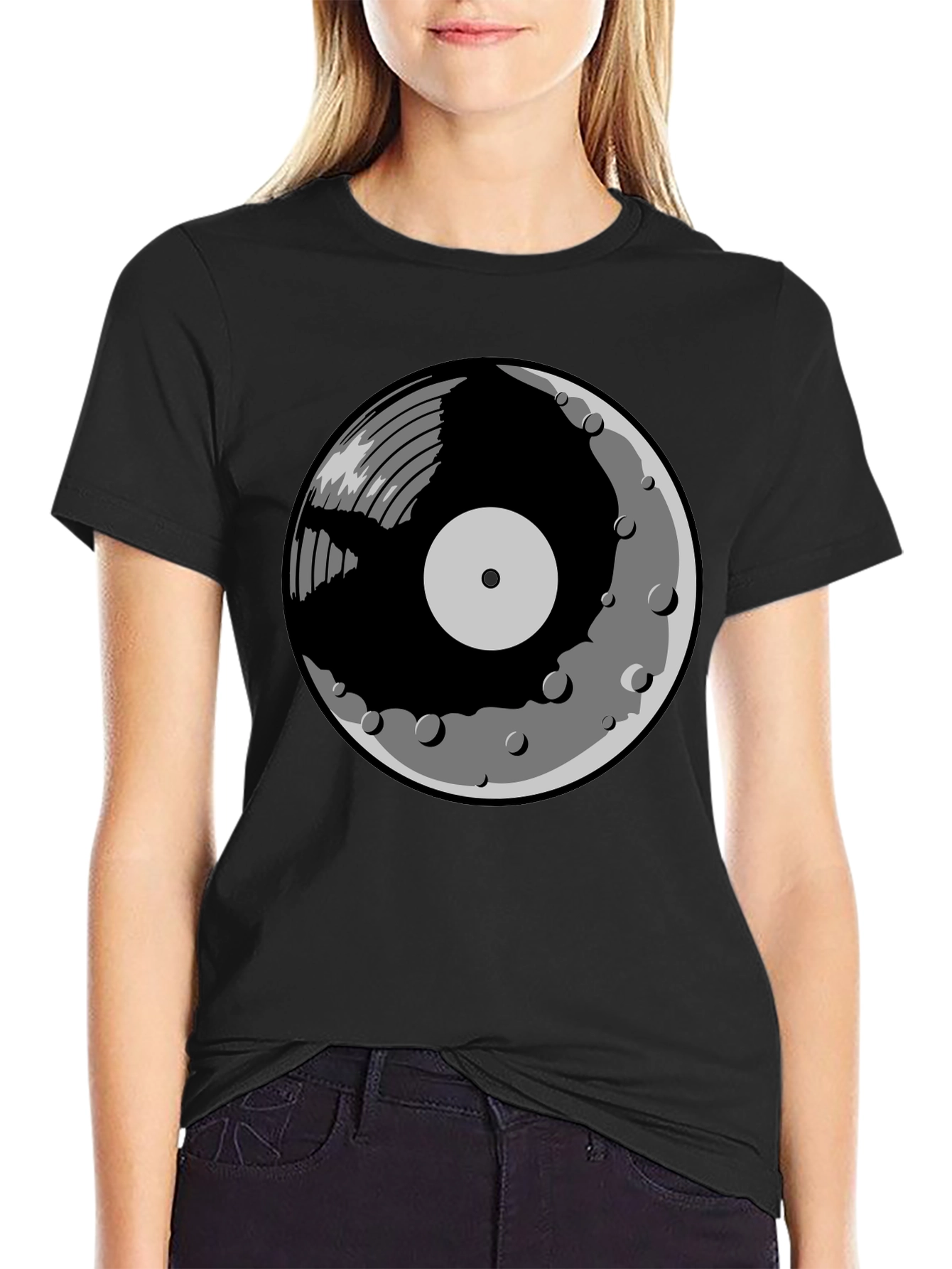Vinyl Moon Graphic Tee - Music Lover Shirt
