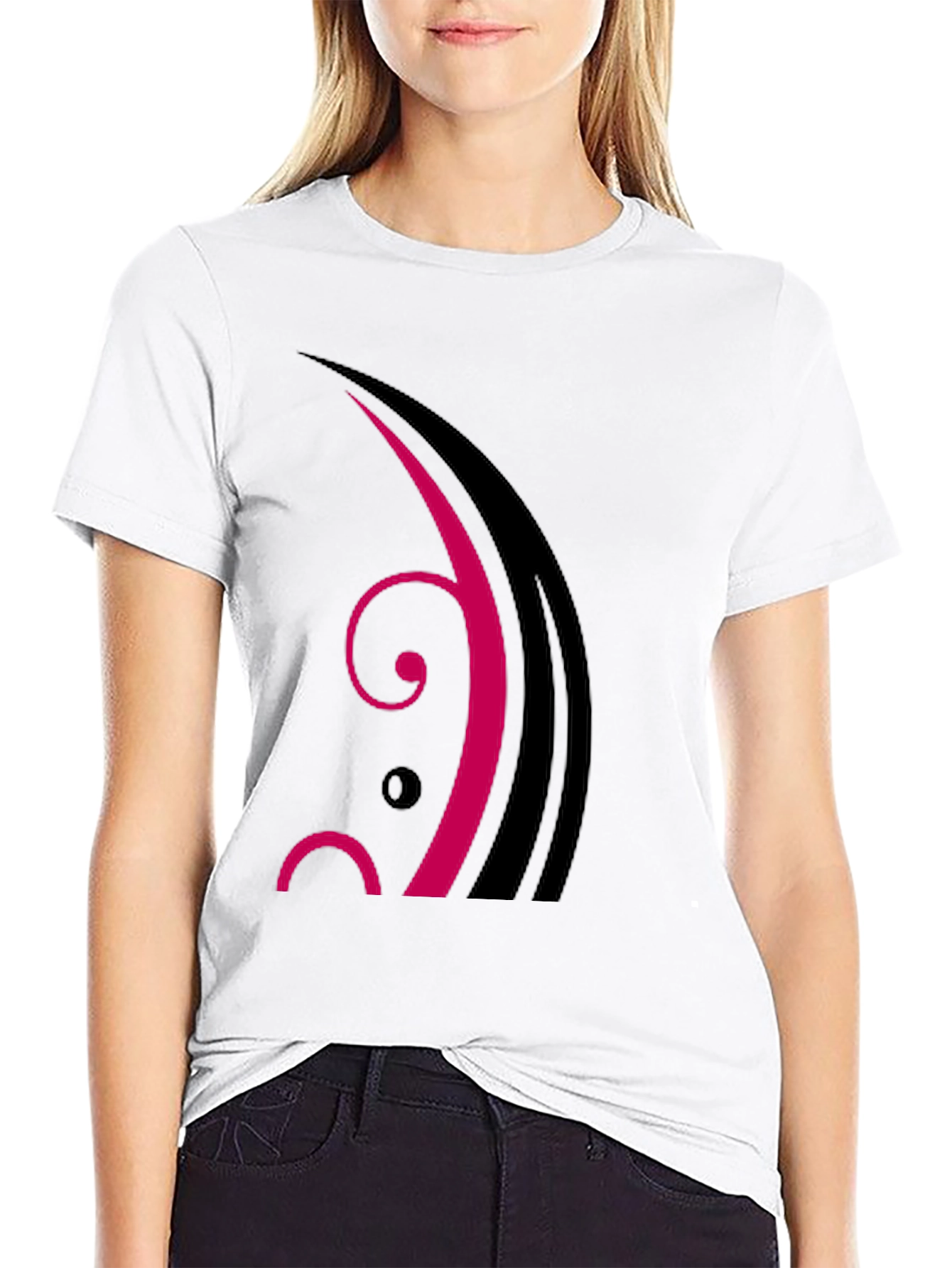 Abstract Graphic Print Tee - Black