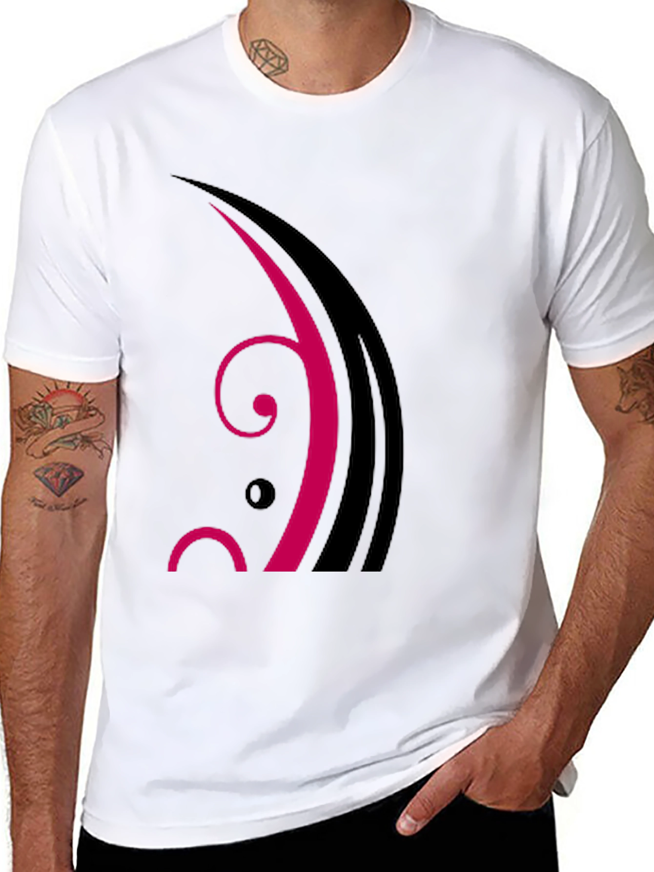 Abstract Graphic Print Tee - Black