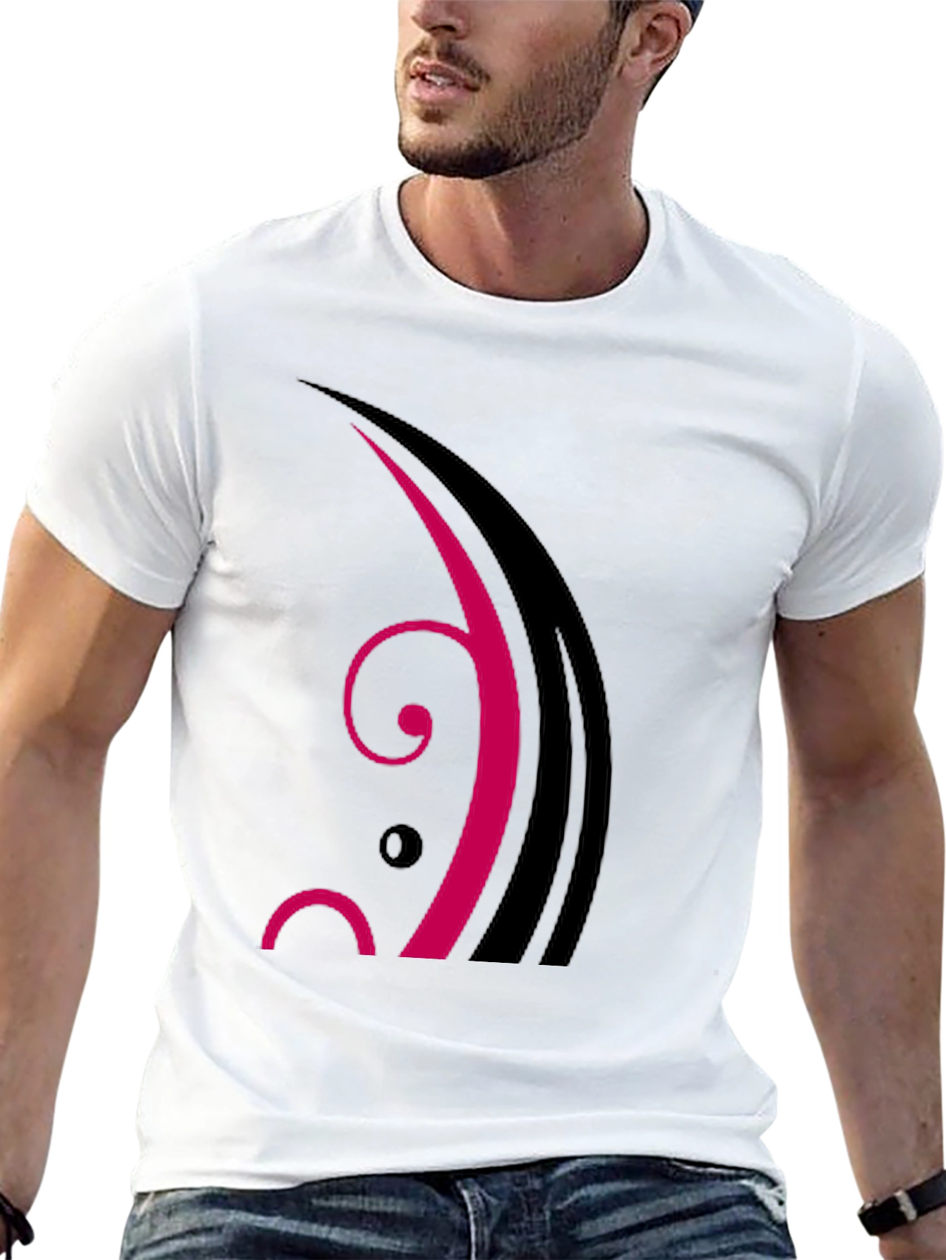 Abstract Graphic Print Tee - Black