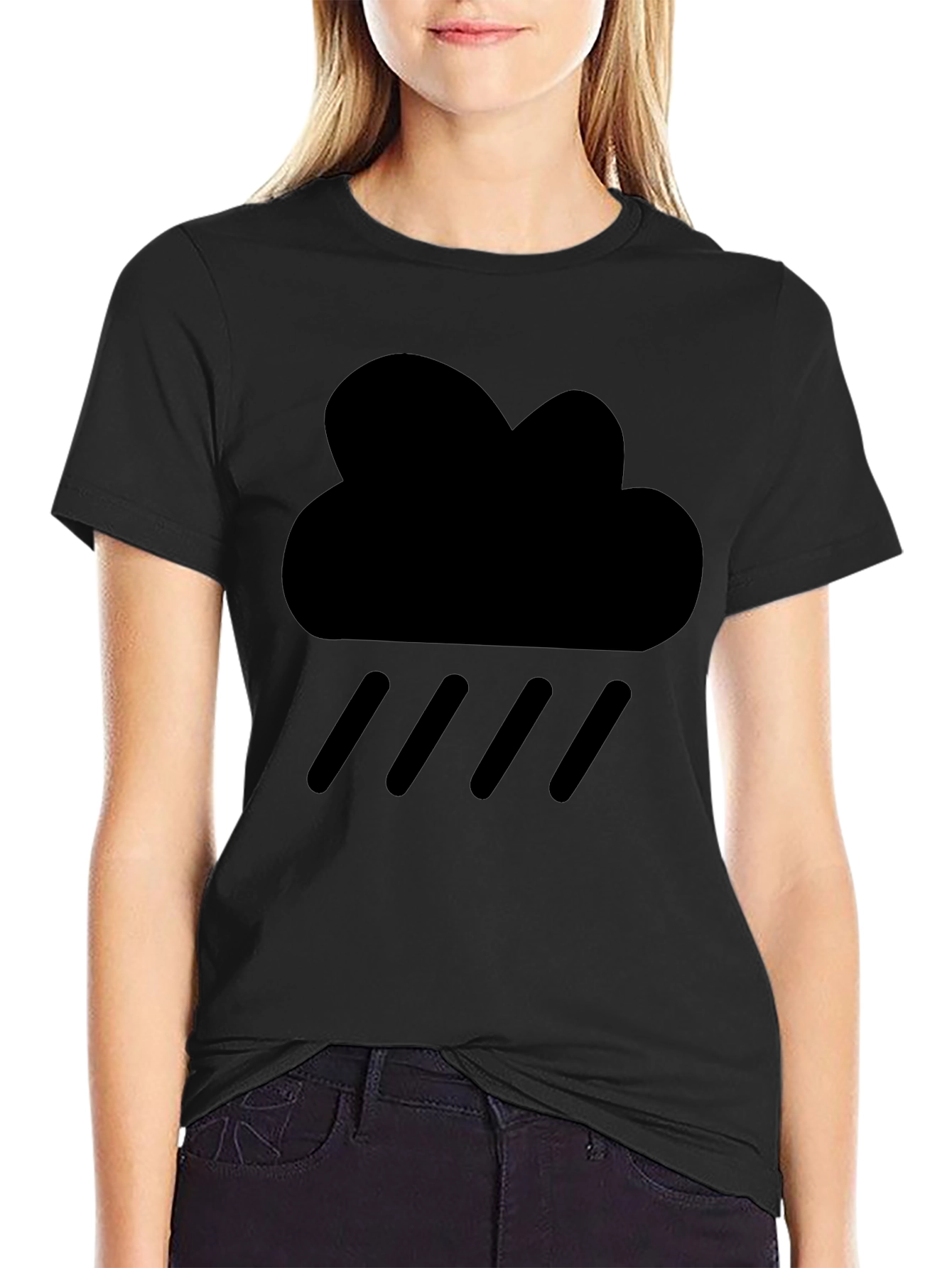 Rain Cloud Black Graphic Tee - Weather Icon T-Shirt