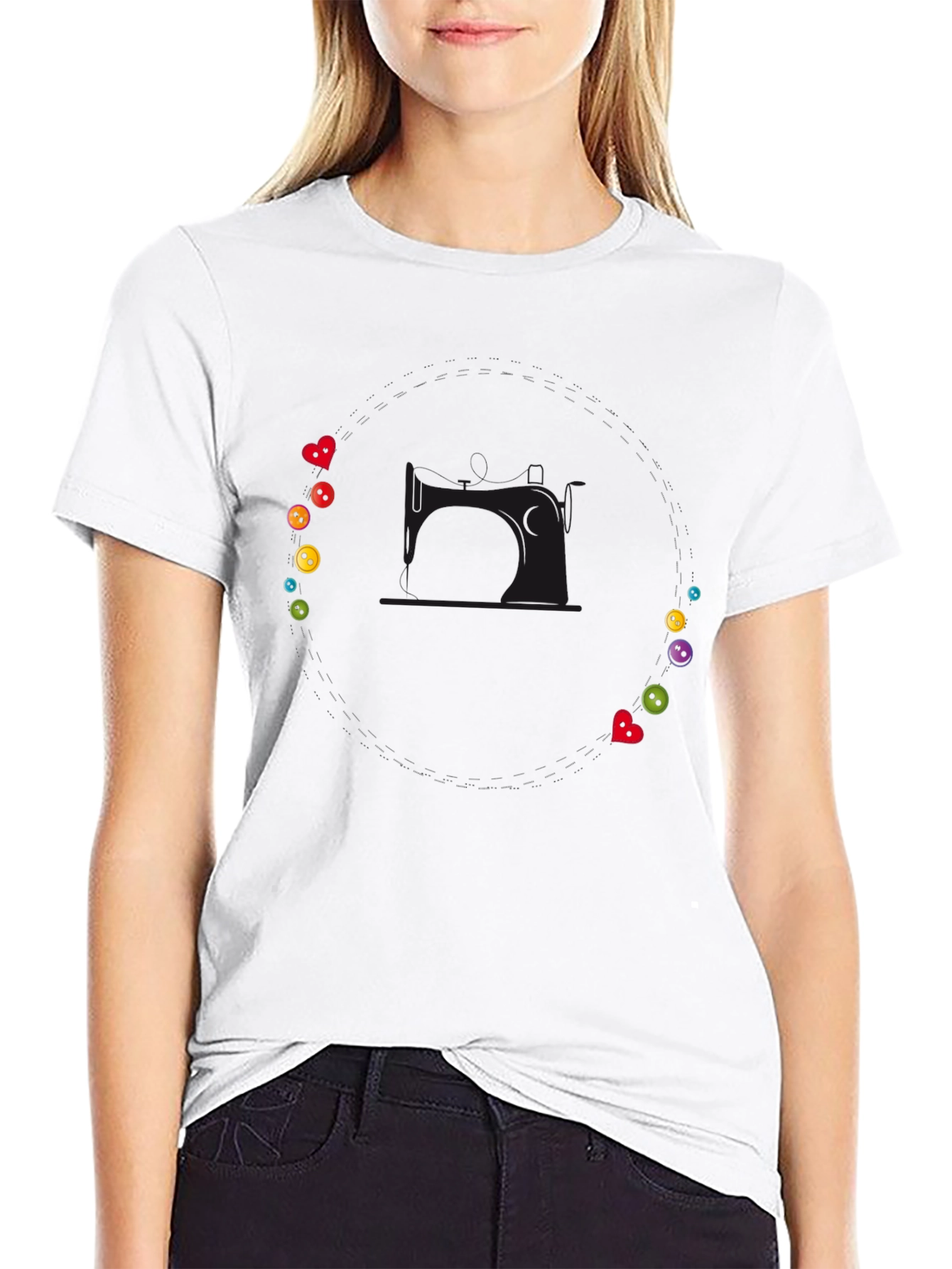 Whimsical Buttons & Hearts T-Shirt