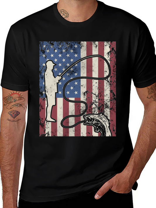 American Flag Fishing Graphic Tee