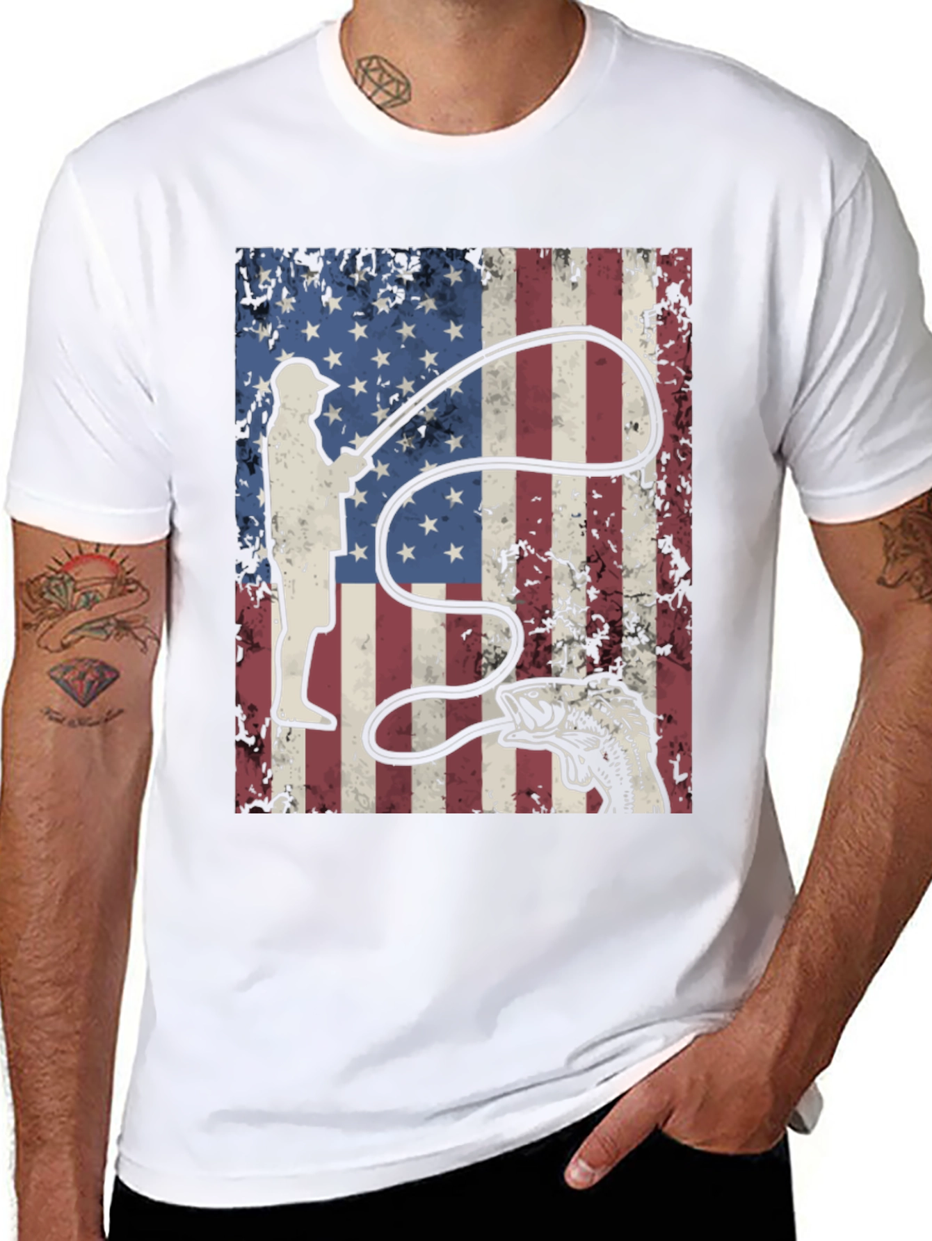 American Flag Fishing Graphic Tee