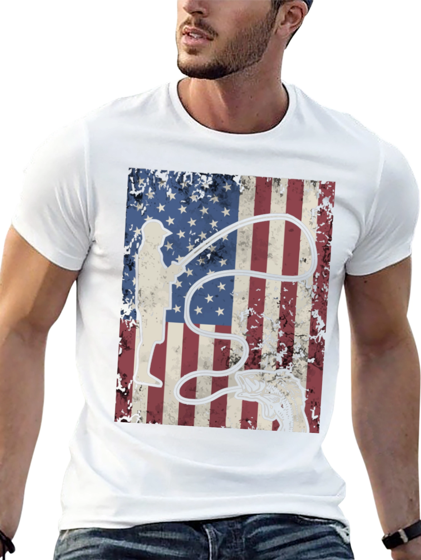 American Flag Fishing Graphic Tee
