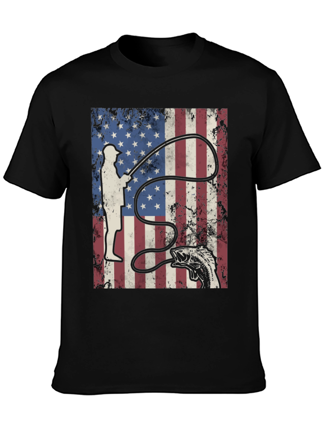 American Flag Fishing Graphic Tee