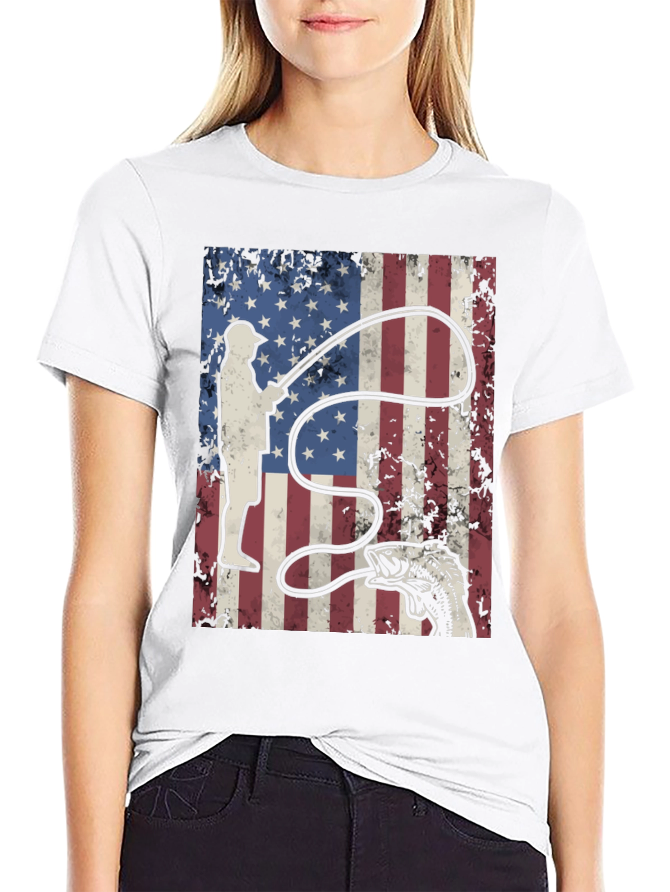 American Flag Fishing Graphic Tee
