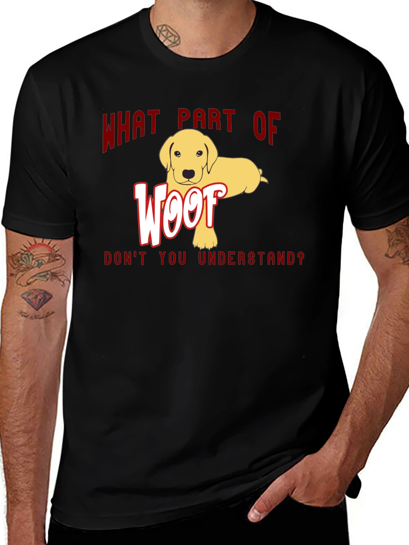Woof Dog Graphic T-Shirt - Funny Dog Lover Tee