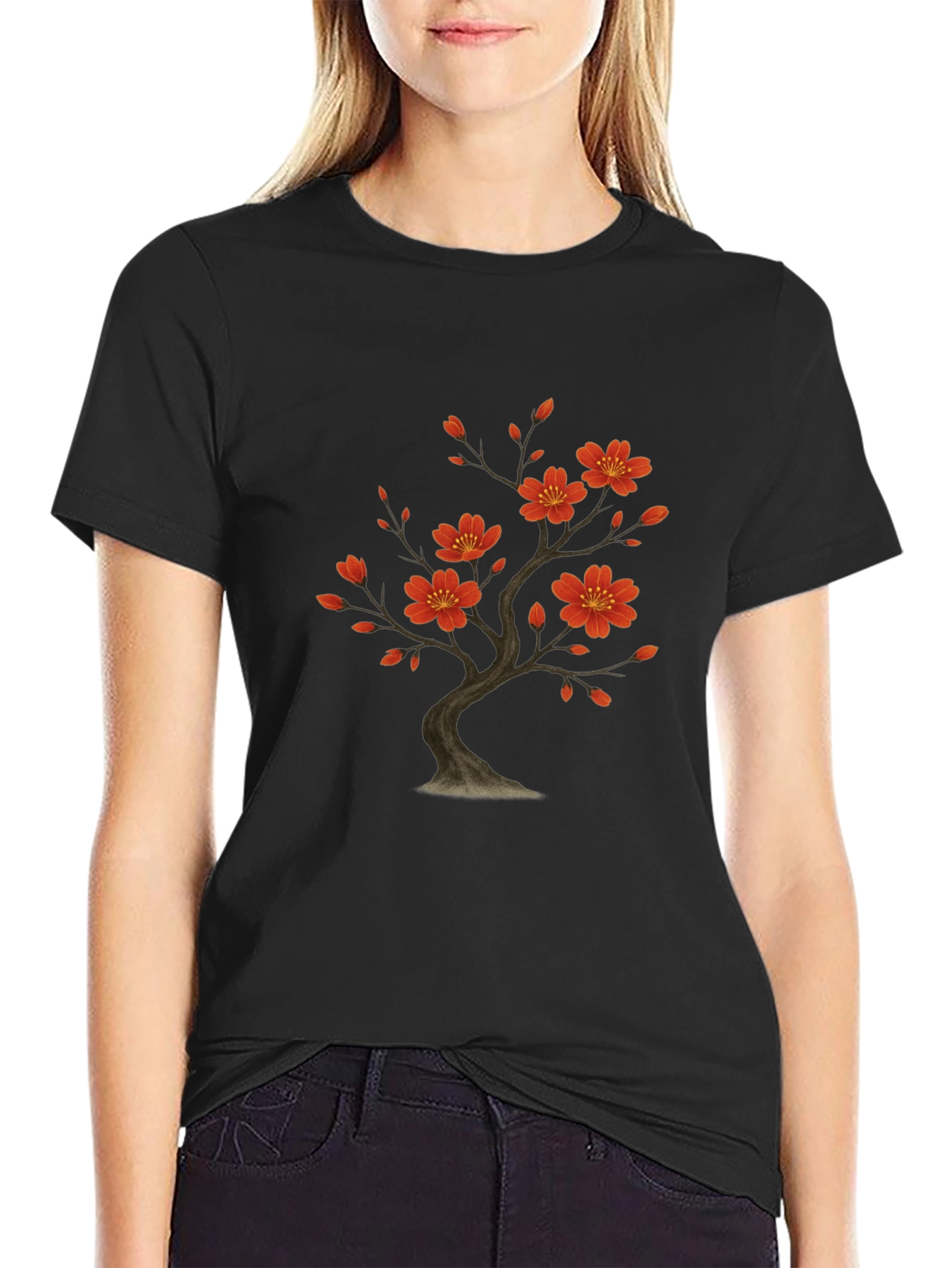 Blossom Tree Graphic Black T-Shirt