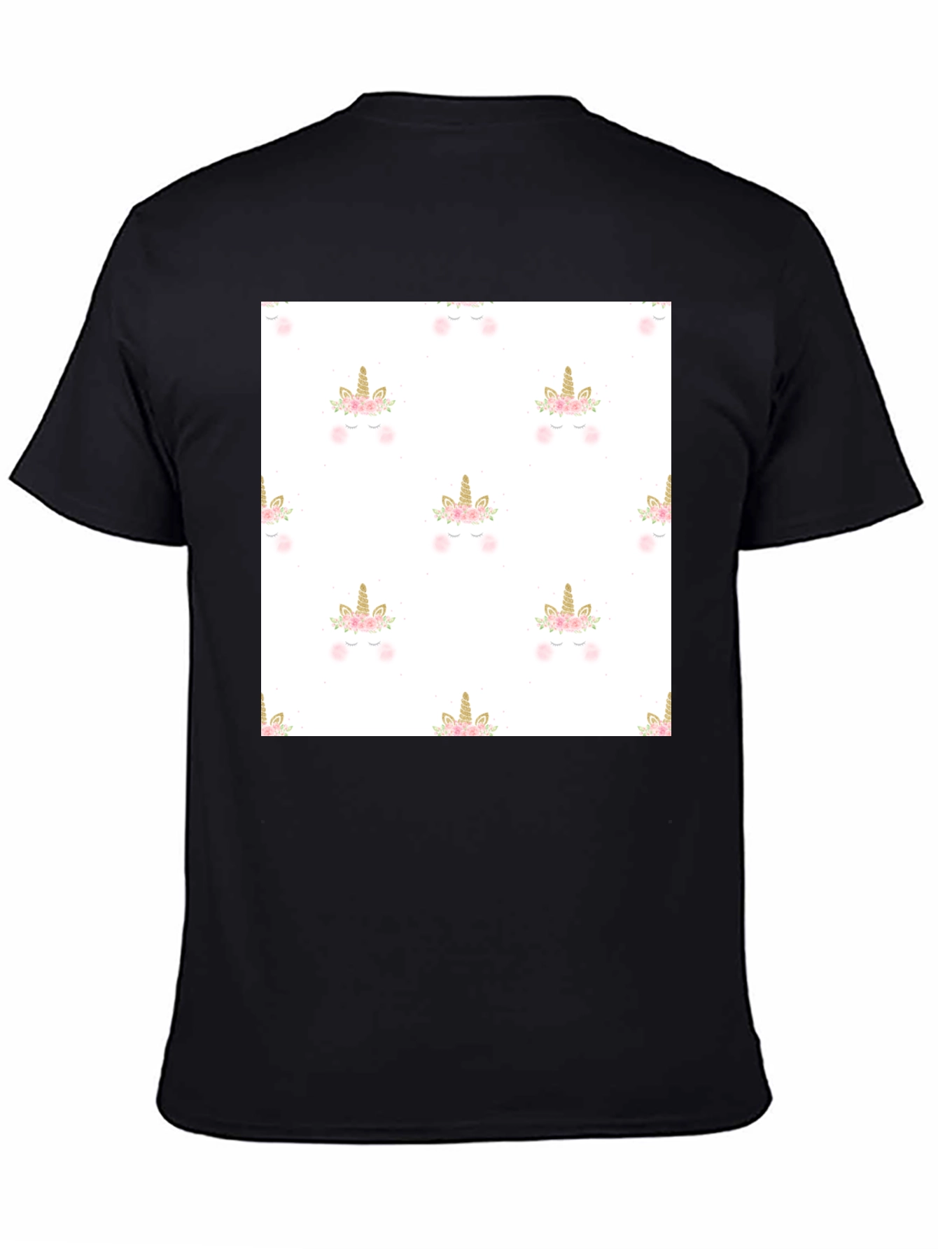 Unicorn Pattern Black T-Shirt