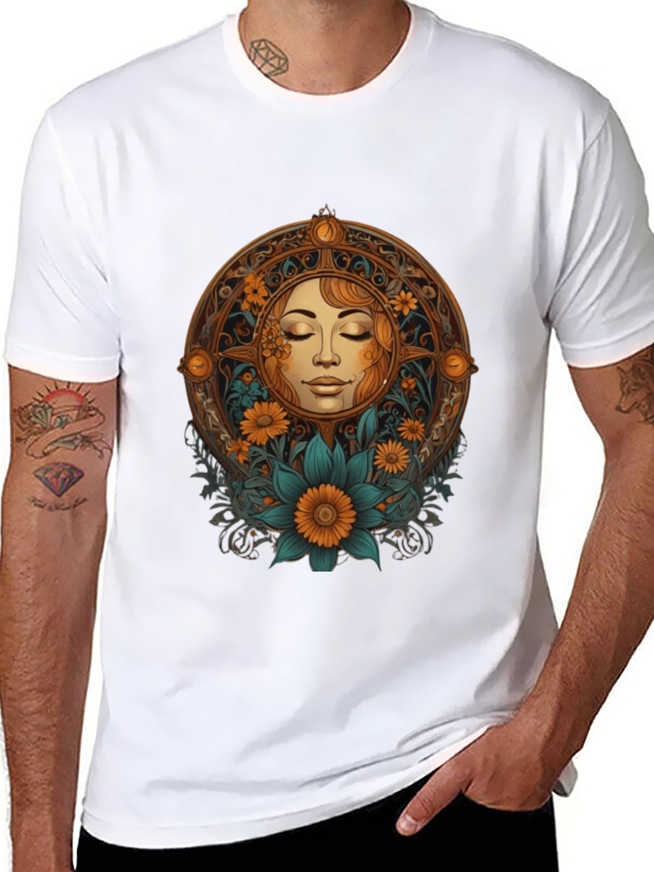 Sun Goddess Graphic Tee - Black Cotton T-Shirt