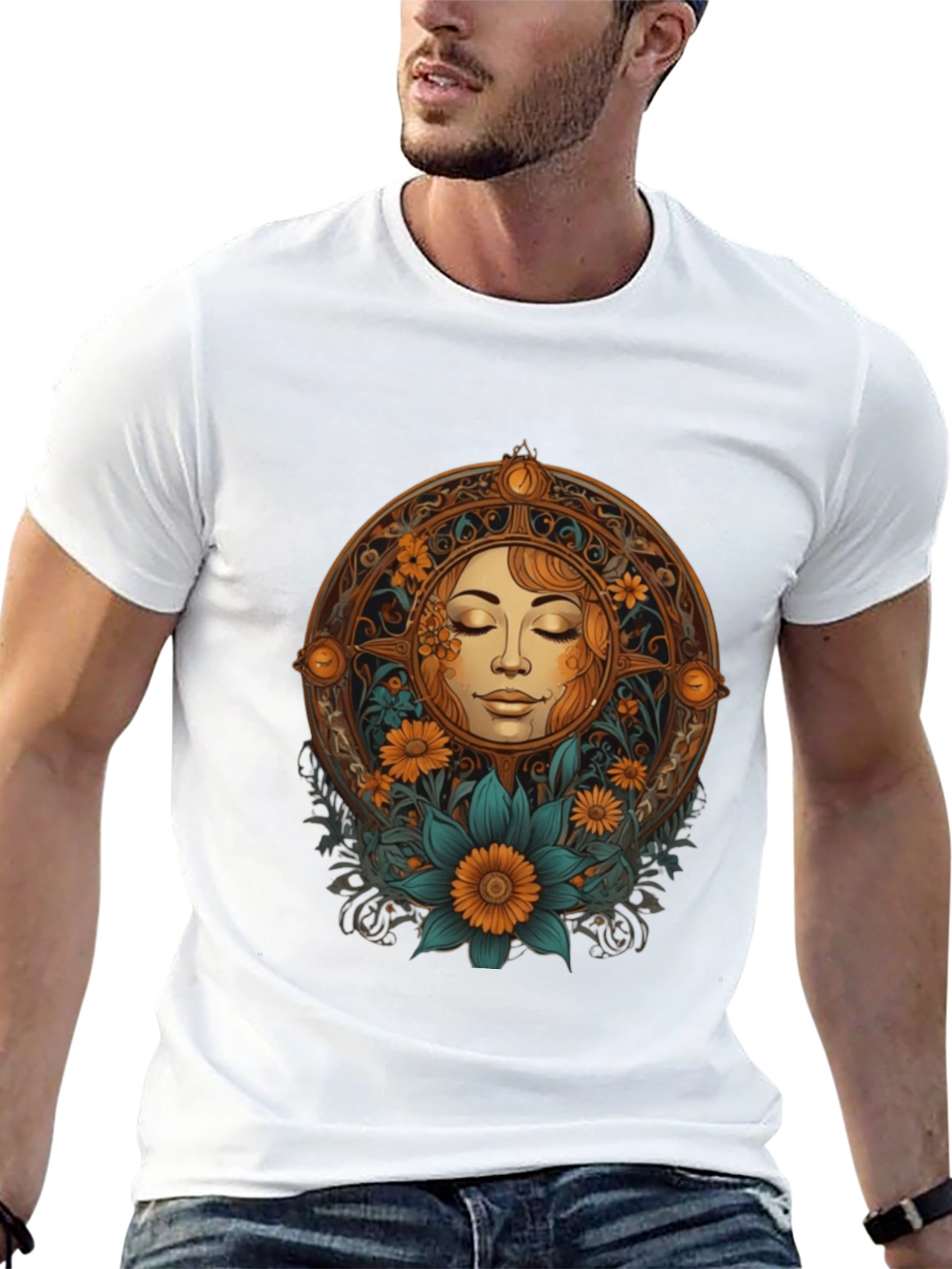 Sun Goddess Graphic Tee - Black Cotton T-Shirt