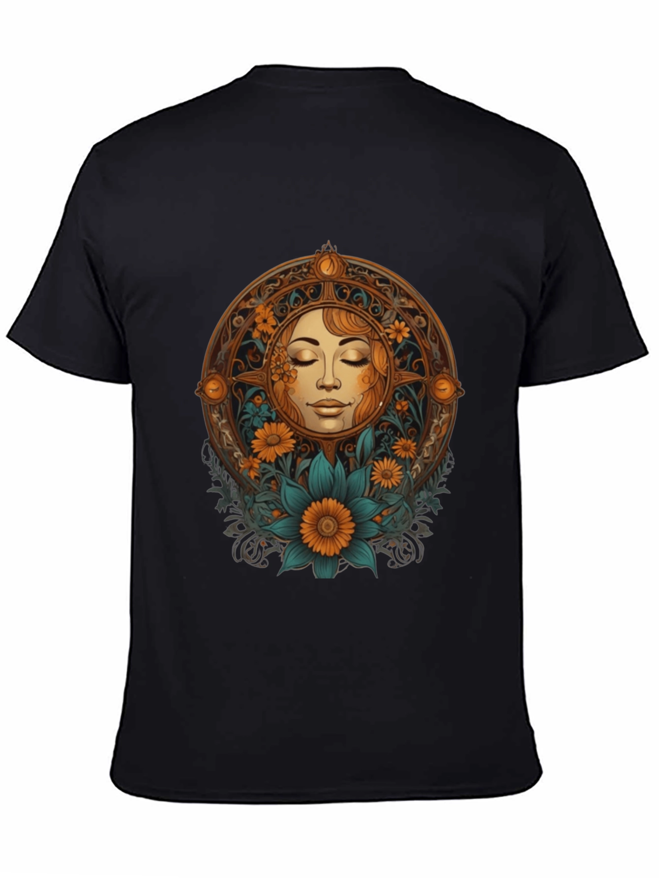 Sun Goddess Graphic Tee - Black Cotton T-Shirt
