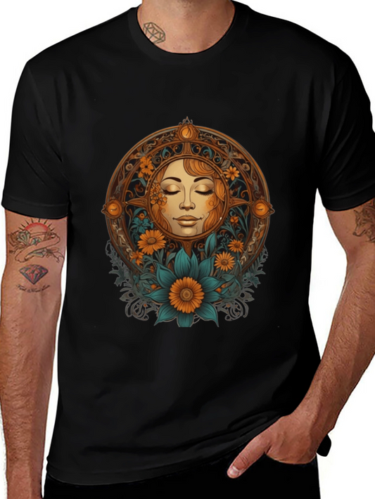 Sun Goddess Graphic Tee - Black Cotton T-Shirt