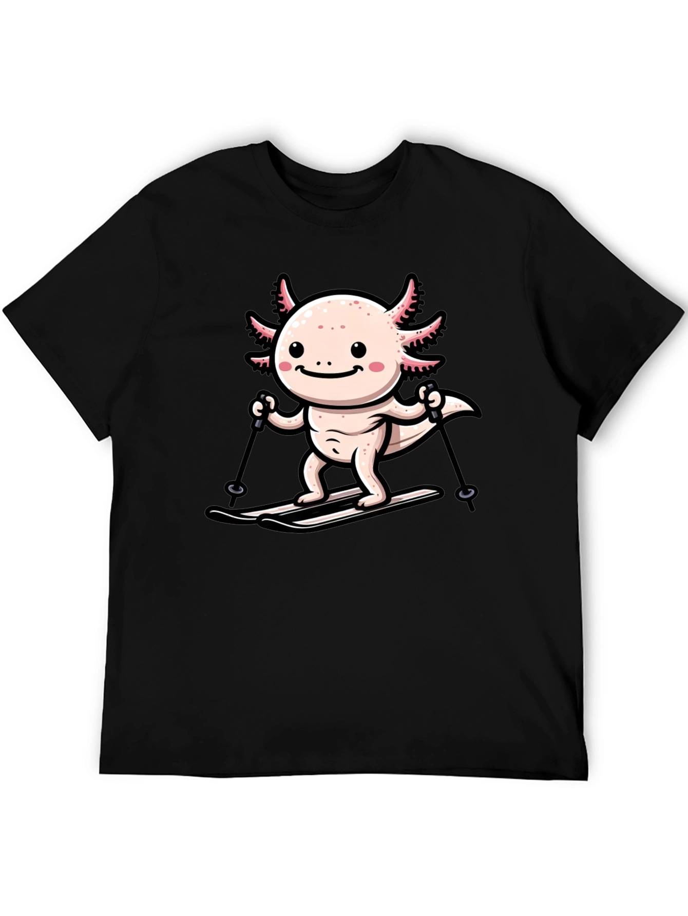 Axolotl Skiing Graphic Tee - Black