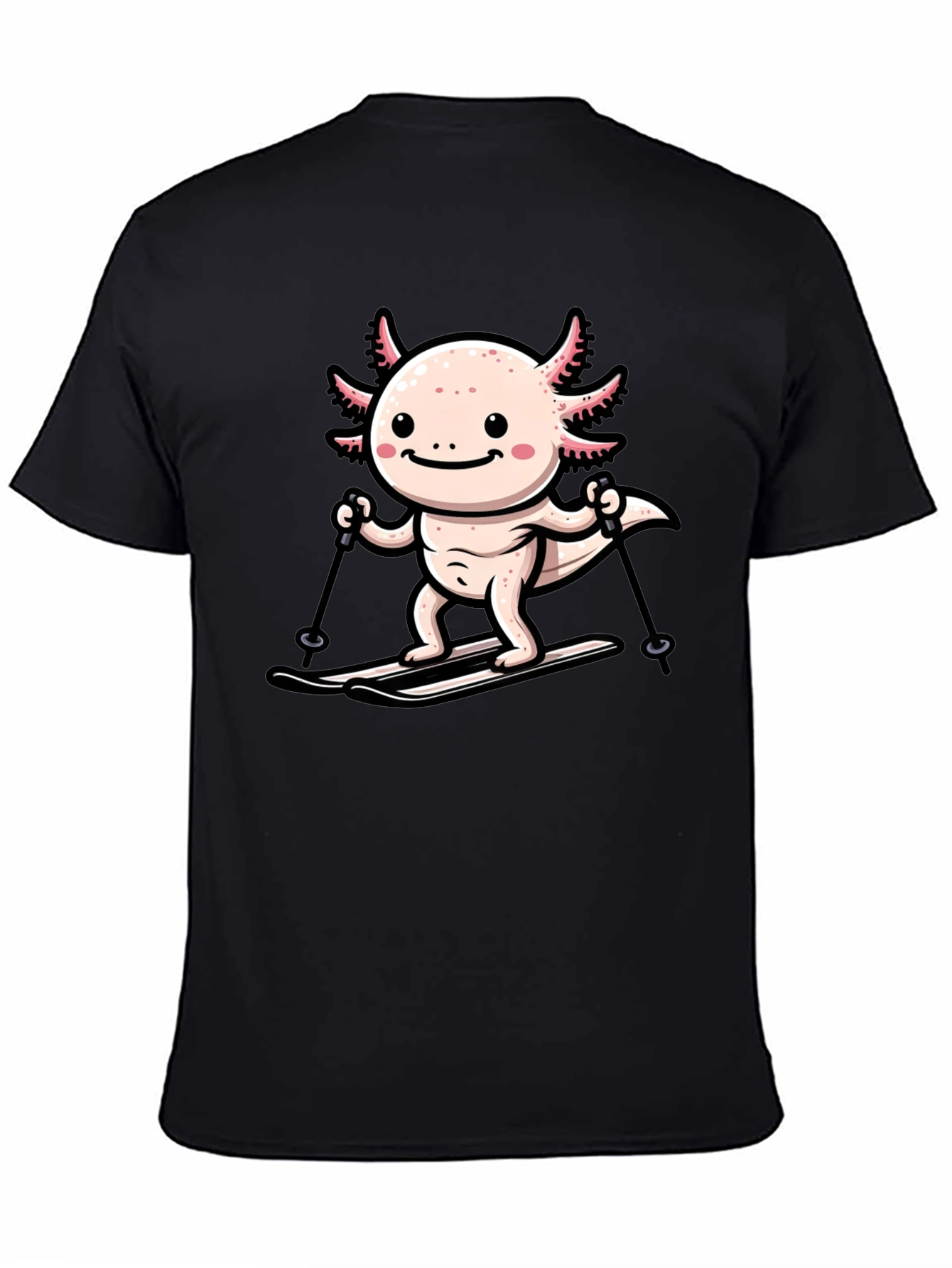 Axolotl Skiing Graphic Tee - Black