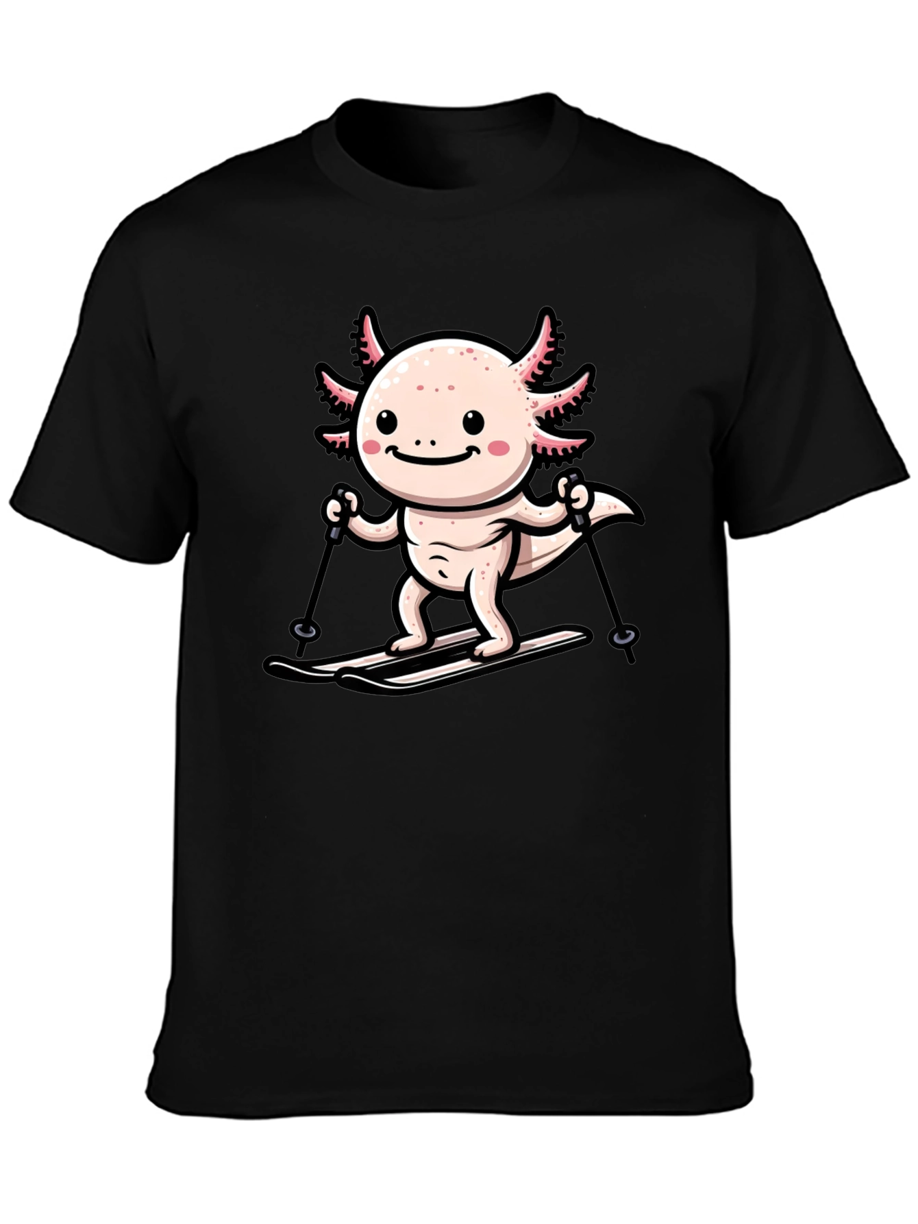 Axolotl Skiing Graphic Tee - Black