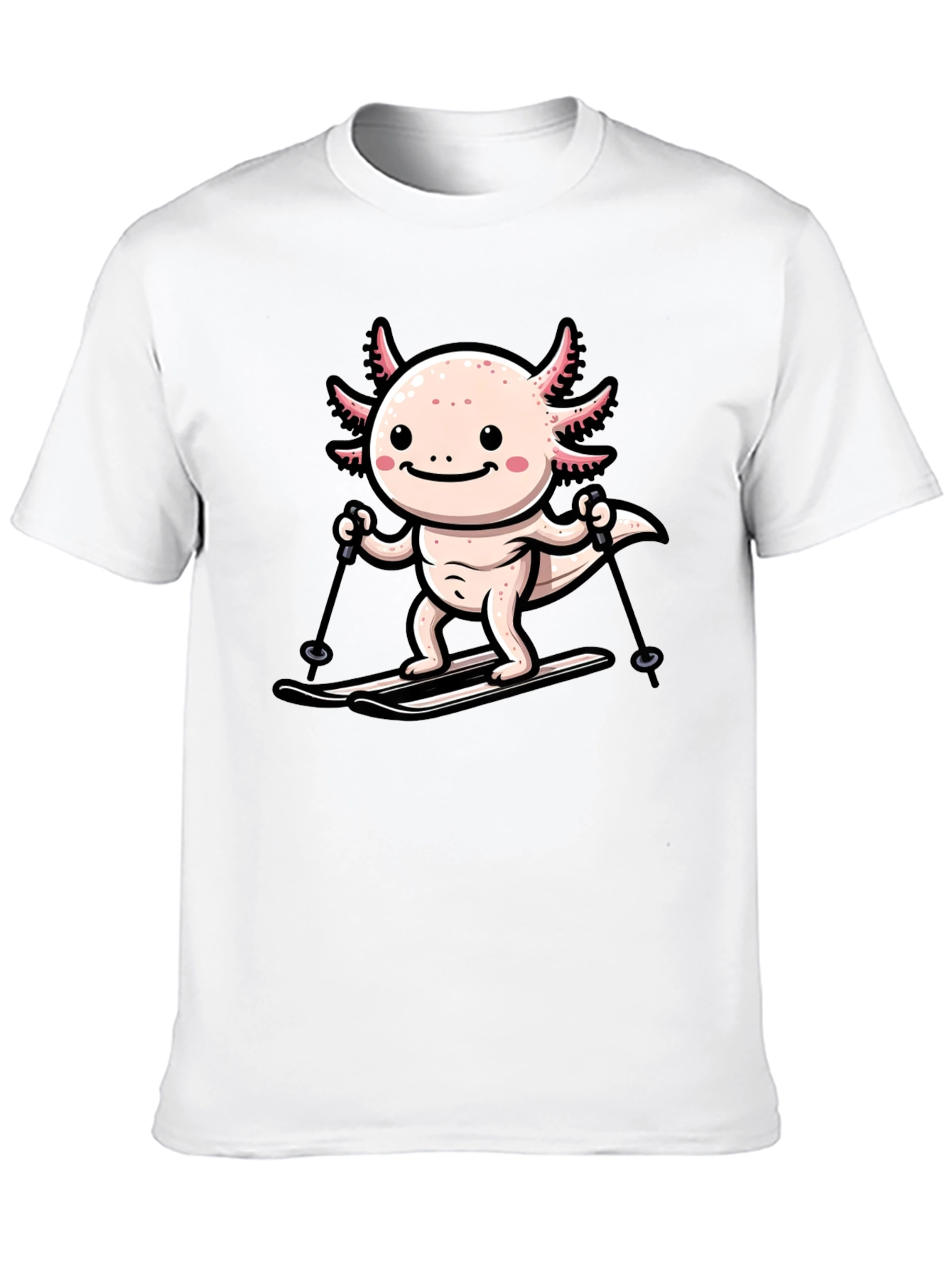 Axolotl Skiing Graphic Tee - Black