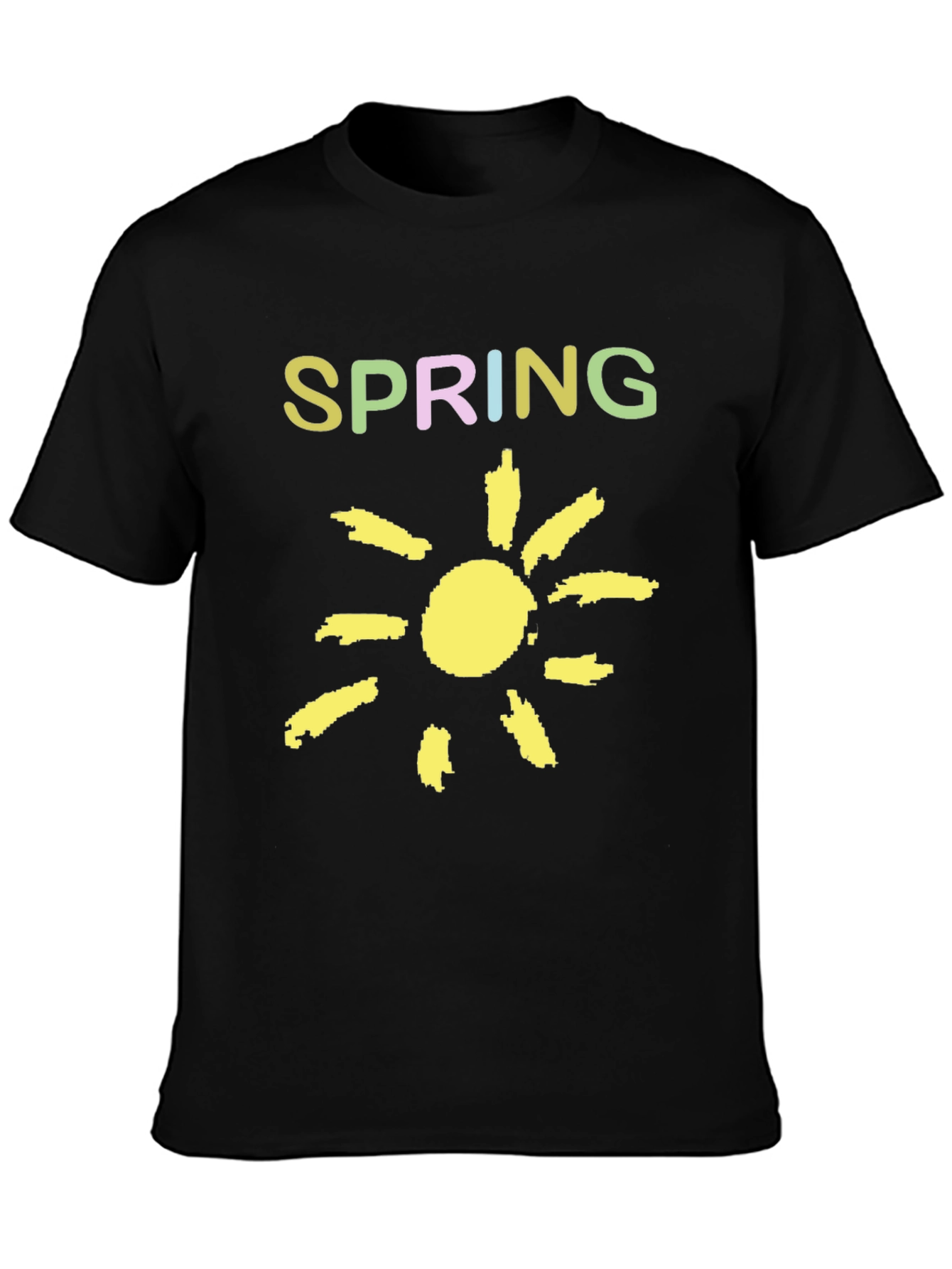 Spring Sunshine Graphic Tee - Soft Black Cotton Shirt